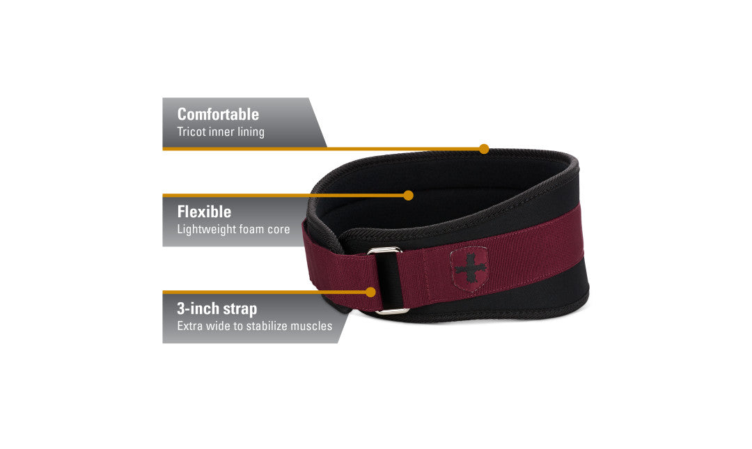Harbinger Women's 5 Foam Core Weightlifting Belt - Black/Merlot for CrossFit, Powerlifting & Gym Workouts