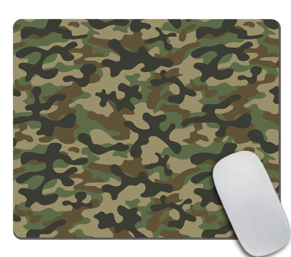 Military Camouflage Mouse Pad - Army Green Non-Slip Rubber Gaming Mousepad for PC, Laptop & Office Use | Hunting & Tactical Gaming Accessory | Customizable Rectangle Design