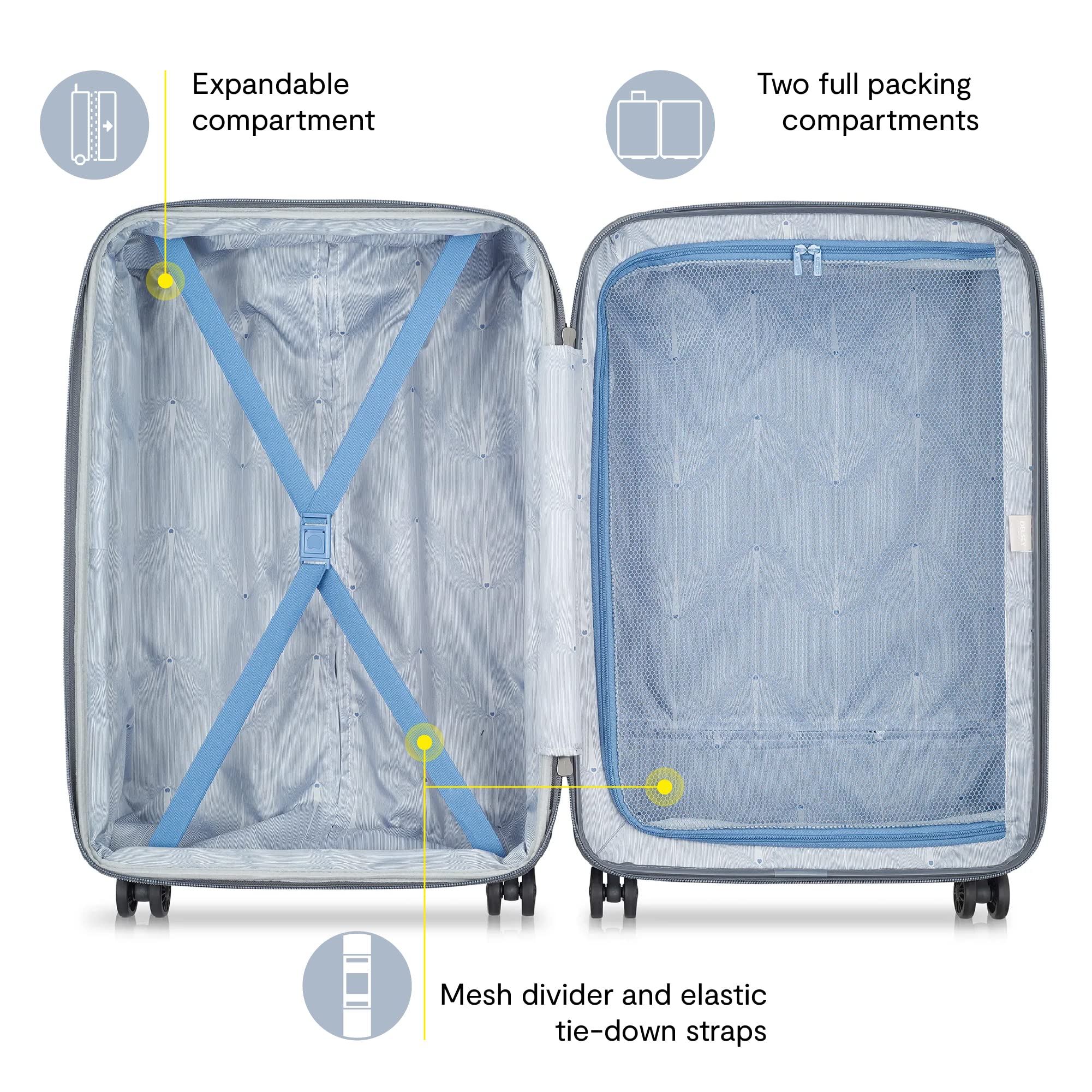 Delsey Paris Comete 3.0 Expandable Hardside Spinner Wheel Luggage - 28 Inch Checked Large Suitcase in Graphite | Perfect for International Travel & Business Trips