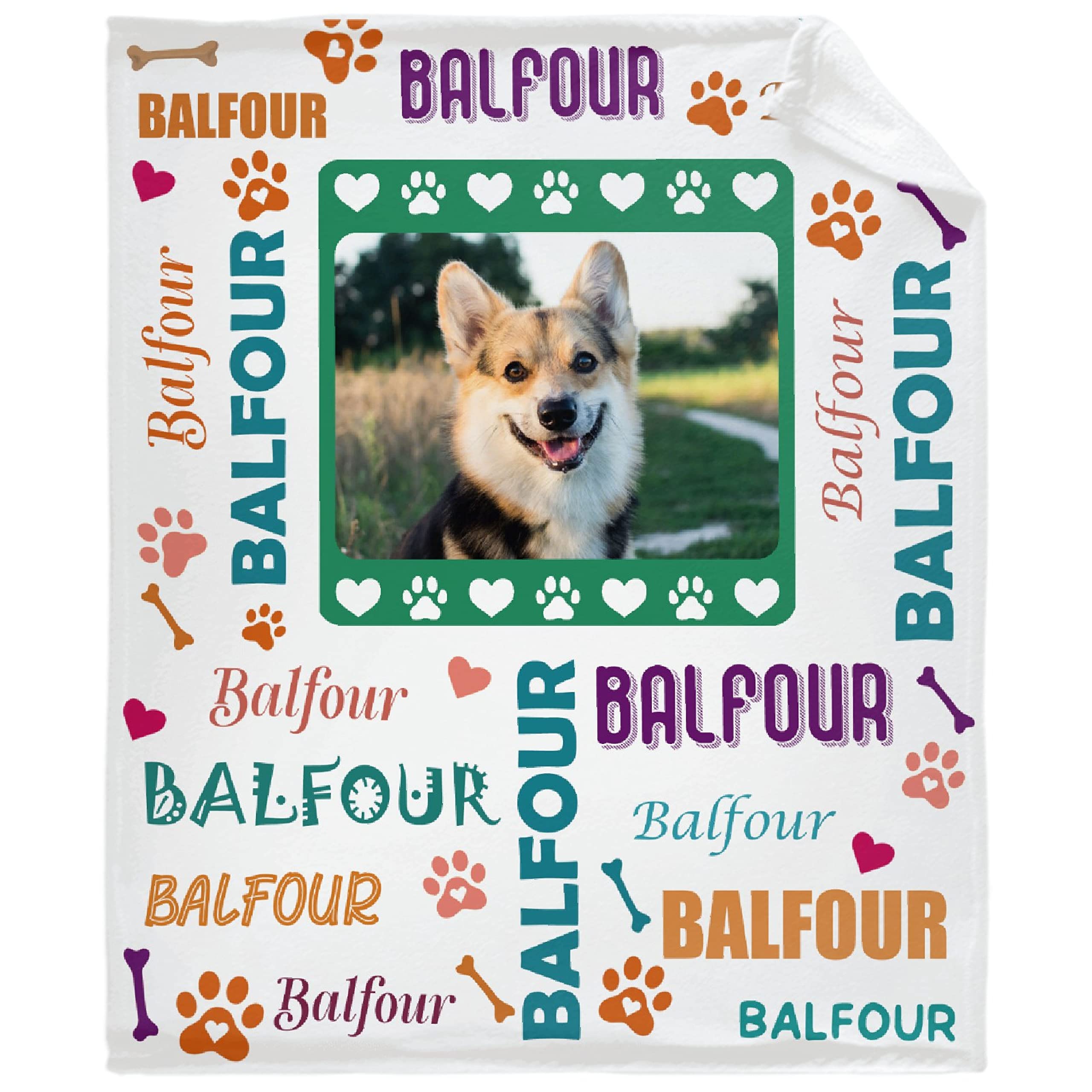 Custom Personalized Dog Blanket with Pet Photo & Name - Soft Flannel Throw Blanket 90