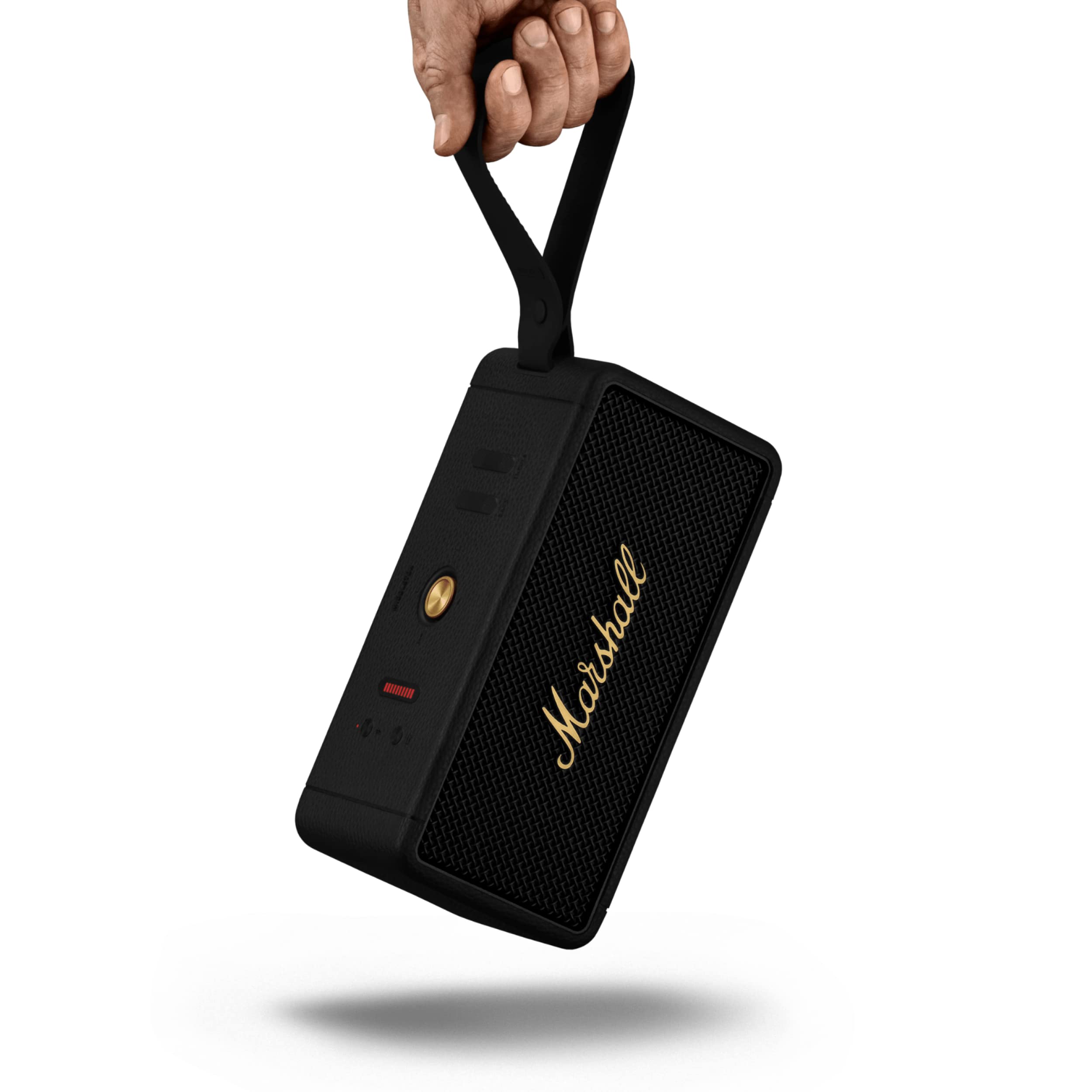 Marshall Middleton Portable Bluetooth Speaker - Wireless Outdoor Speaker with Rich Bass, IP67 Waterproof, 20+ Hours Playtime - Perfect for Travel, Camping, Beach & Home Use (Black & Brass)