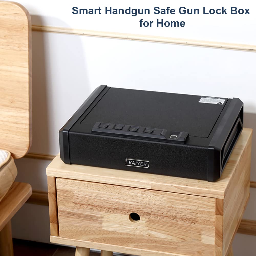 Biometric Gun Safe for Pistols - Quick Access Fingerprint & Keypad Handgun Safe with Secure Lock Box for Home & Office - Ideal for Bedside, Nightstand, and Vehicle Storage