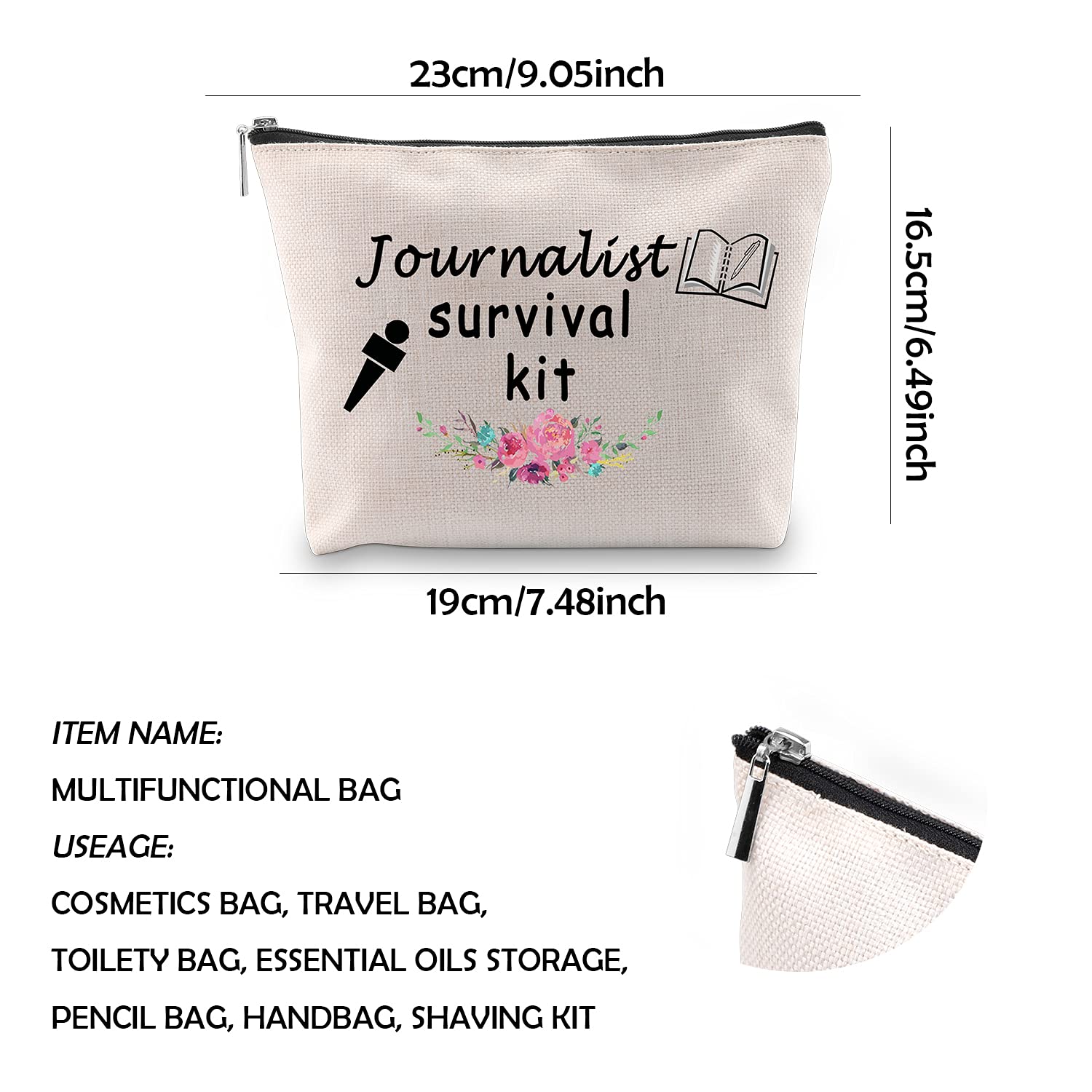 WCGXKO Journalist Survival Kit - Premium Zipper Pouch & Makeup Bag - Perfect Court Reporter Graduation Gift & Journalism Gift - Ideal for Newsroom, Travel, and Professional Use