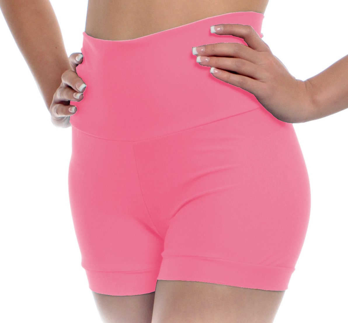 B Dancewear Women's High Waisted Dance Shorts - Stretchy Performance Shorts for Ballet, Yoga & Workout - Adult Sizes S-XXL