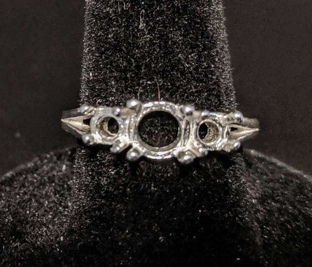 14K Gold or Sterling Silver Three Stone Ring Blank - Size 7, Pre-Notched Shank Setting (163 464, 465, 454/143 464) - Perfect for Jewelry Making, Custom Engagement Rings & DIY Wedding Bands