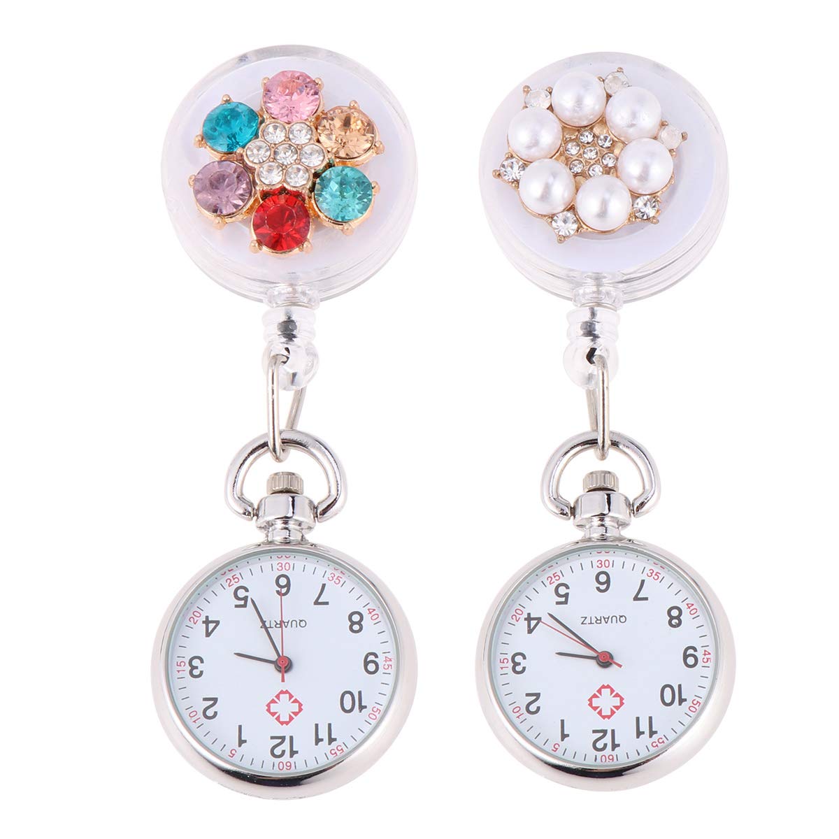 Scicalife 2PCS Nurse Pocket Watch - Clip-on Hanging Watch for Medical Professionals & Students - Soft Plastic Flexible Design for Hospital & School Use