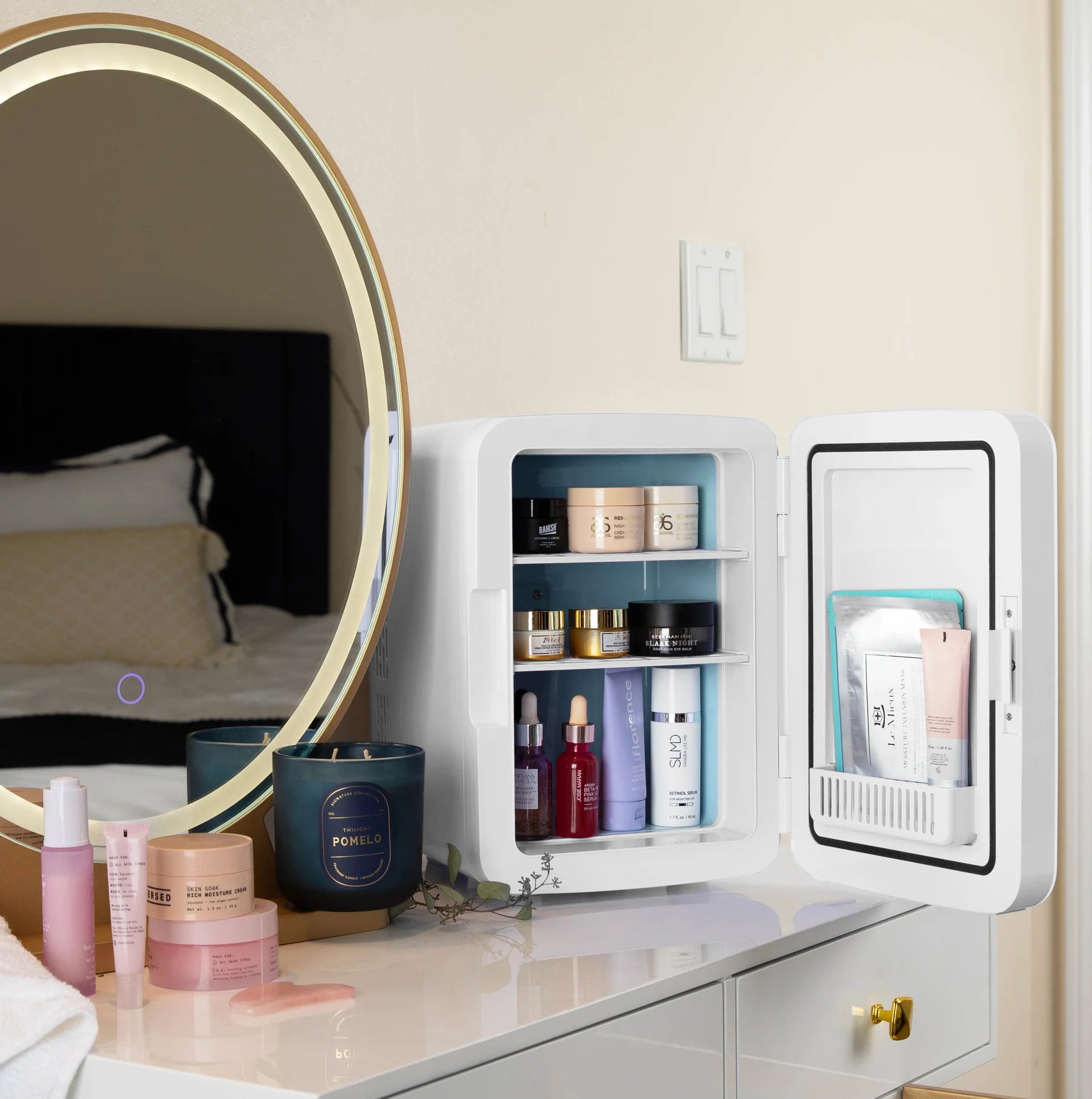 Cooluli Infinity 10L Mini Cosmetic Fridge - Portable Skincare Fridge for Makeup, Perfume & Beauty Products - Perfect for Bedroom, Office & Travel Use