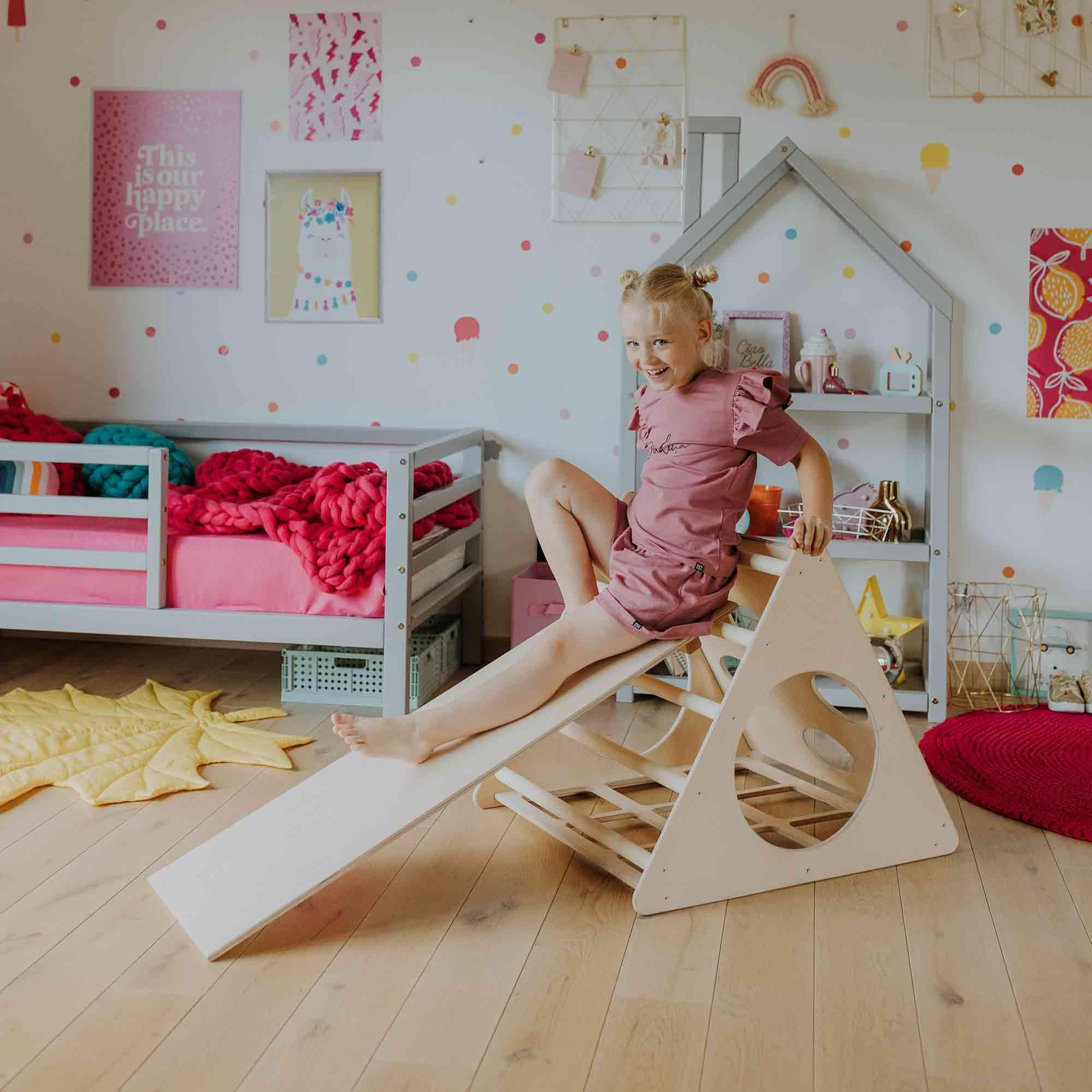 Montessori Climbing Triangle with Ramp - Indoor Wooden Climbing Frame for Kids - Toddler Play Gym for Home, Nursery & Daycare - Encourages Physical Development & Active Play