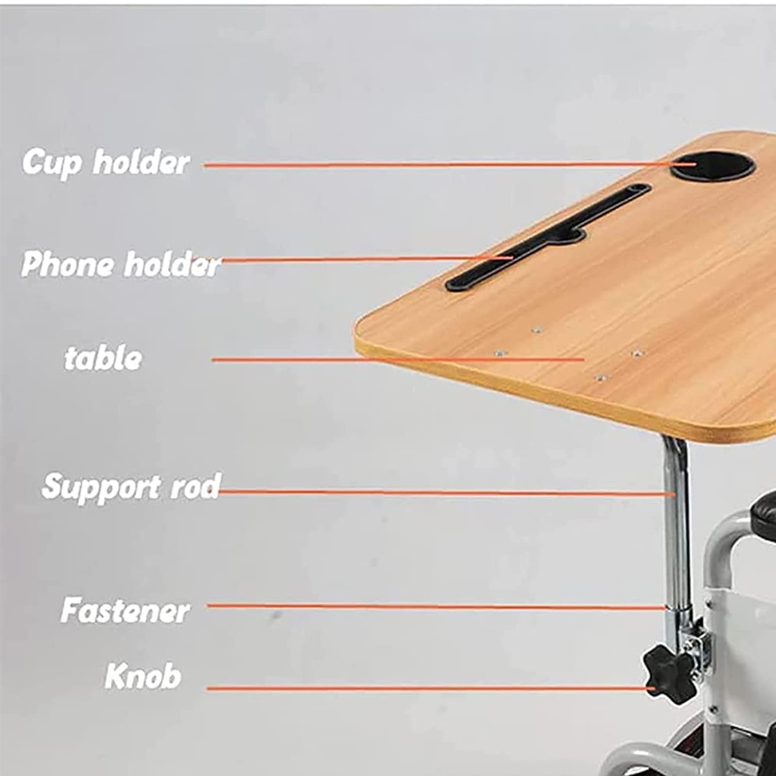 Universal Wheelchair Tray Table with Detachable Wooden Dining Board & Phone Holder - Portable Accessory for Eating, Working & Reading - Ideal for Wheelchair Users at Home or Outdoors