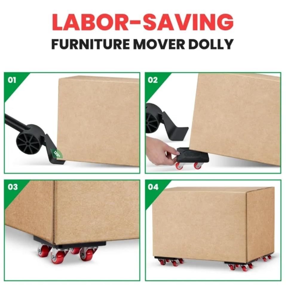 Heavy Duty Furniture Dolly with 360° Swivel Wheels - Furniture Mover & Lifter for Sofa, Refrigerator, Cabinet - Perfect for Home Moving, Warehouse & Office Relocation