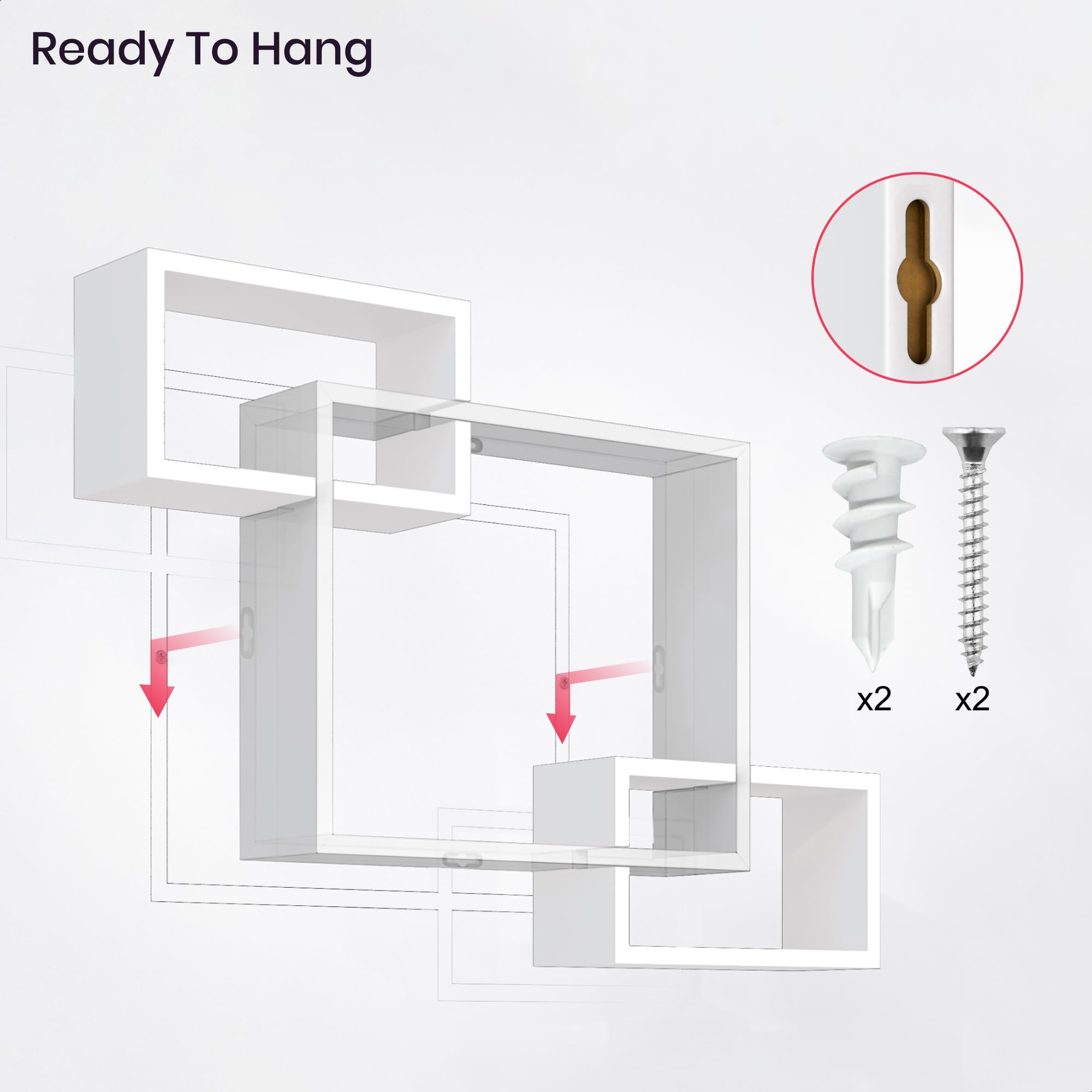 Ballucci Wooden Floating Wall Shelves - Interweave Design for Horizontal & Vertical Display, 26