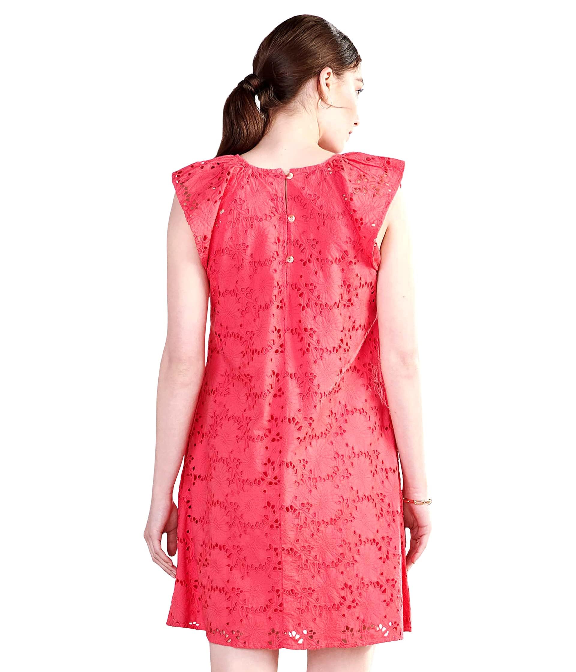 Hatley Kaia Eyelet Dress for Girls - Rouge Red Floral Summer Dress | Perfect for Beach, Parties & Casual Outings