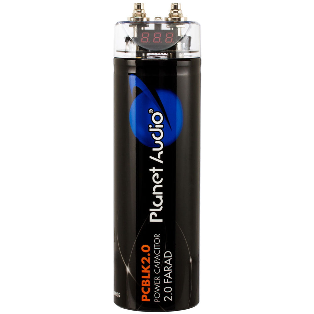 Planet Audio PCBLK20 2 Farad Car Audio Capacitor with Digital Voltage Display - Power Your Car Stereo System & Prevent Headlight Dimming