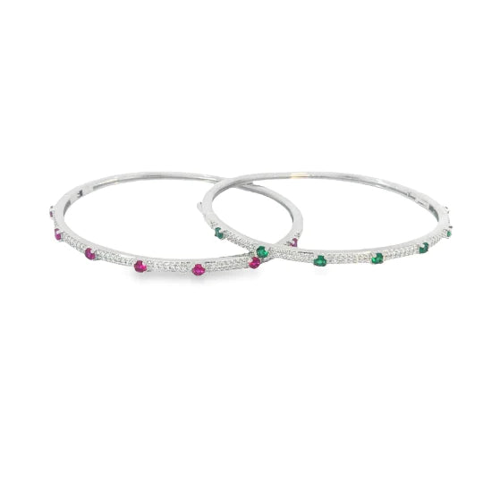 Elegant Thin Pavé Station Stone Bangle Bracelet for Women - Perfect for Everyday Wear, Parties & Special Occasions
