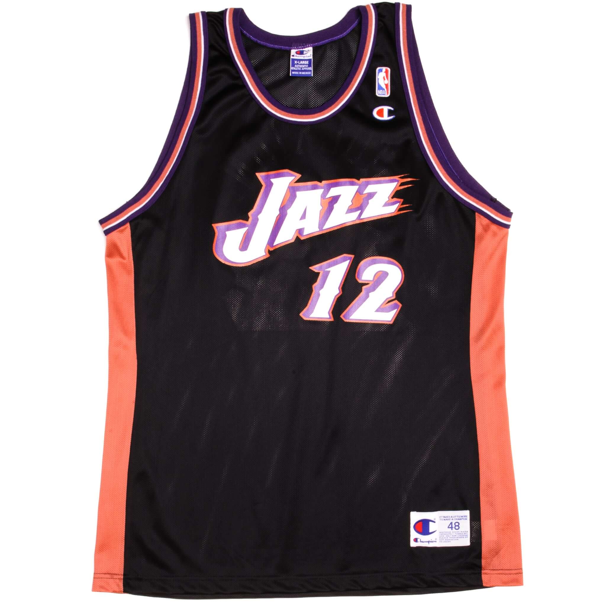 Vintage Champion NBA Utah Jazz Stockton #12 Jersey 1990s - Size 48 - Authentic Basketball Jersey for Fans & Collectors - Perfect for Games, Cosplay, and Sports Memorabilia Display