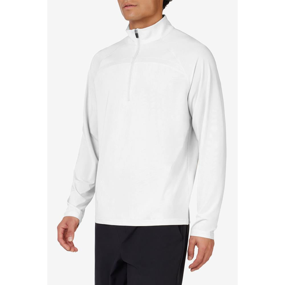 Fila Men's Essentials 1/2 Zip Long Sleeve Pullover - White | Athletic Casual Wear for Running, Gym & Outdoor Activities