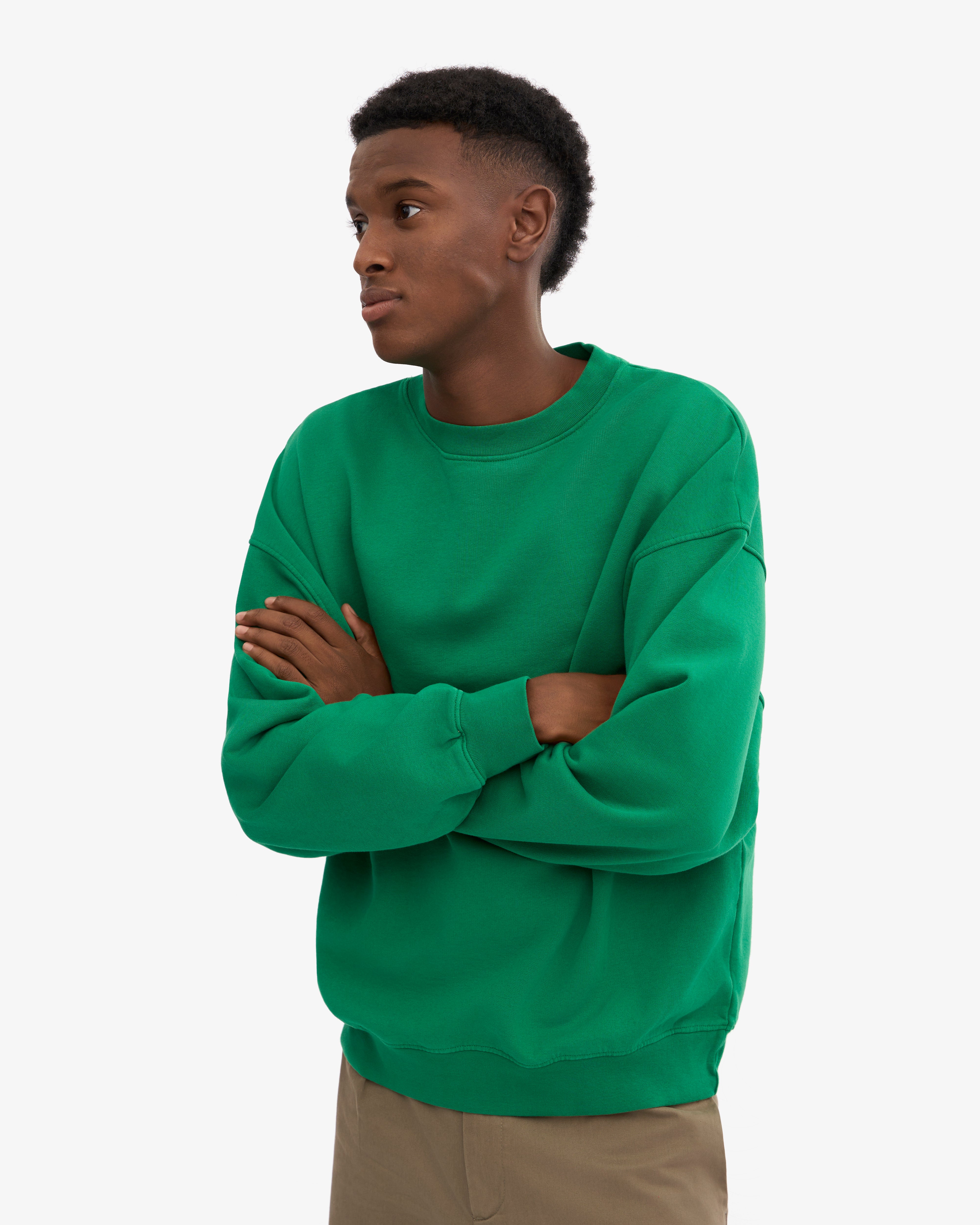 Organic Oversized Crewneck Sweatshirt - Kelly Green | Soft & Comfortable Unisex Pullover for Casual Wear & Loungewear