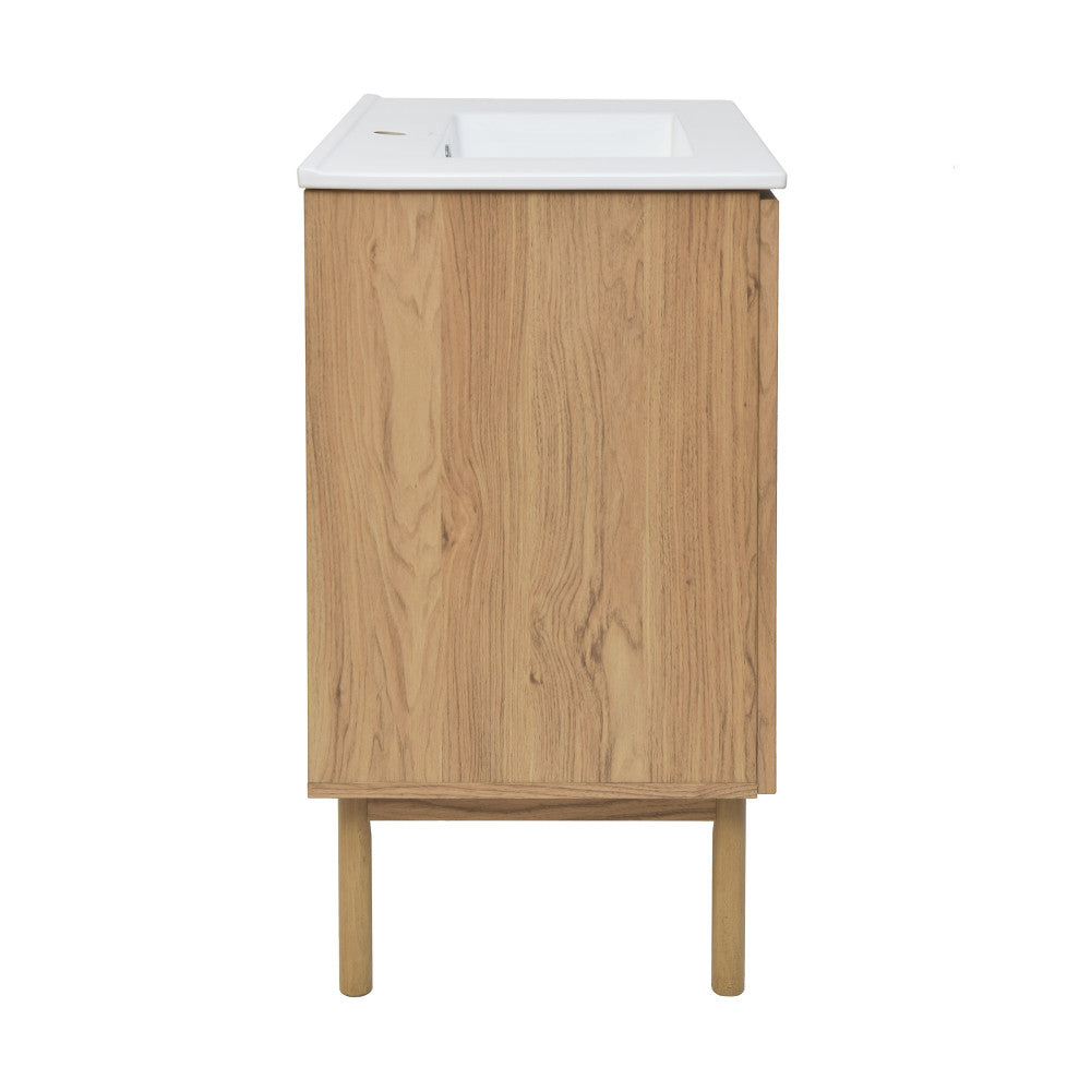 30-Inch Freestanding Bathroom Vanity with Sink Top in Golden Oak - Modern Bathroom Storage for Small Spaces, Powder Rooms & Guest Baths