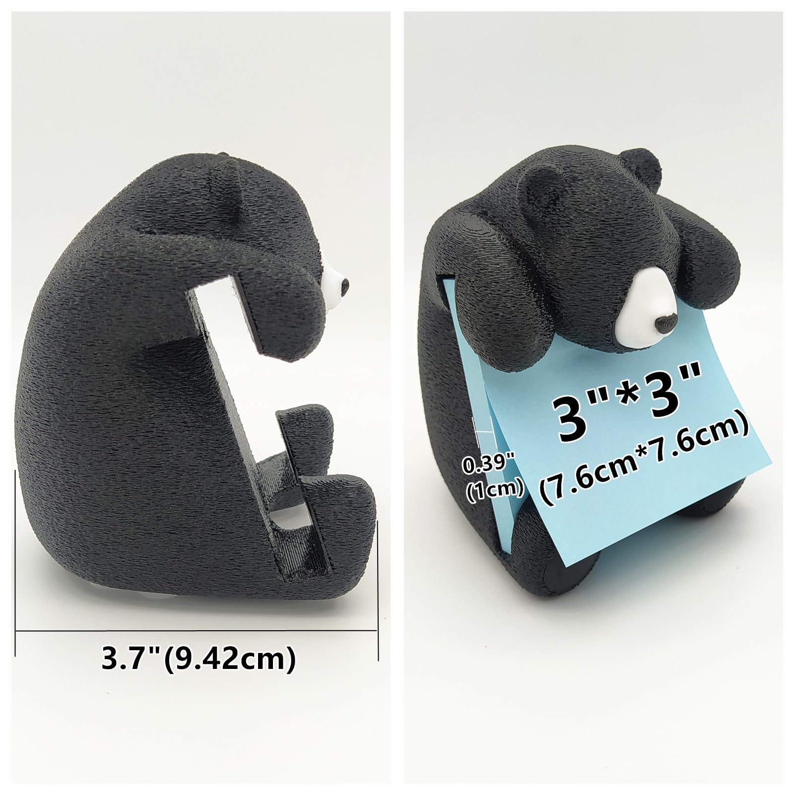 Black Bear Pop Up Sticky Notes Holder - 3x3 Inch Cute Animal Note Dispenser for Desk, Office & School Supplies - Perfect for Organizing Tasks, Reminders & Memos in Home, Work or Classroom Settings