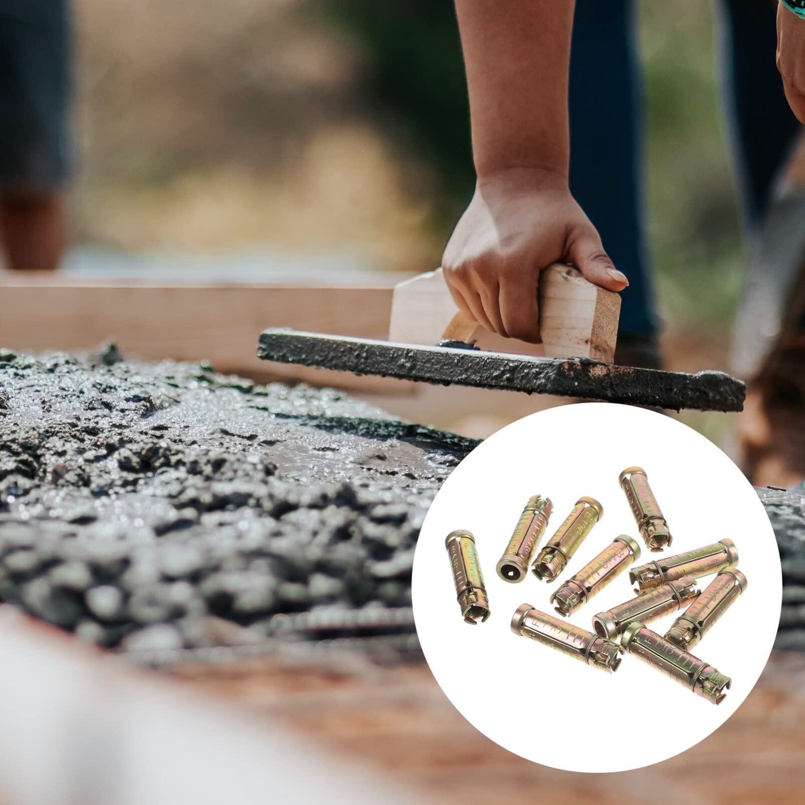 iplusmile 10pcs Concrete Bolt Set - Professional Knurled Drop-in Anchors for Concrete, Steel Bolt Socket Solid - Perfect for Construction, Masonry, and DIY Projects