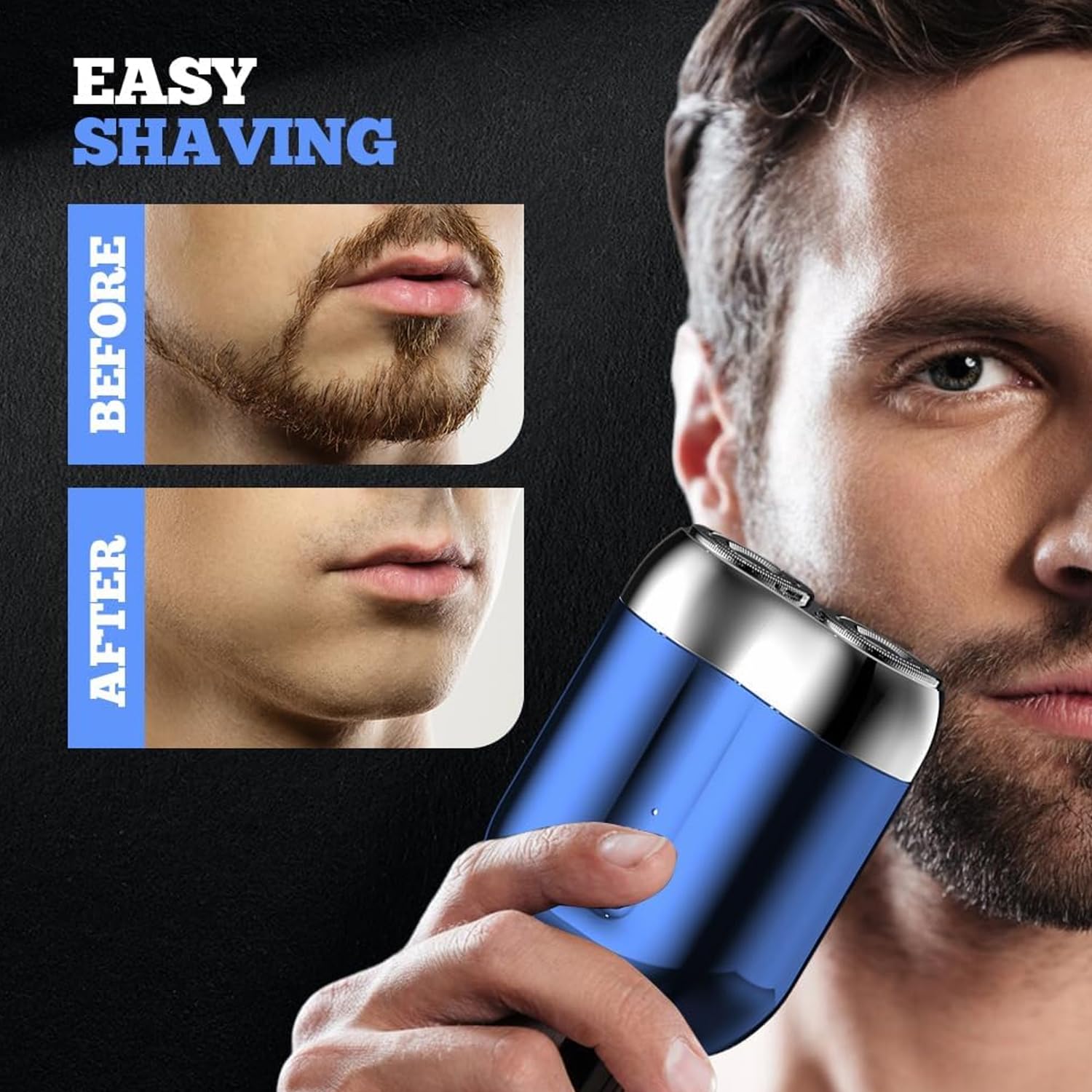 2025 New Mini Dual-Head Electric Shaver for Men - Portable USB Rechargeable Travel Razor, Waterproof & Washable Compact Shaver for Home, Car, Gym & Business Trips - Perfect Gift for Dad & Husband