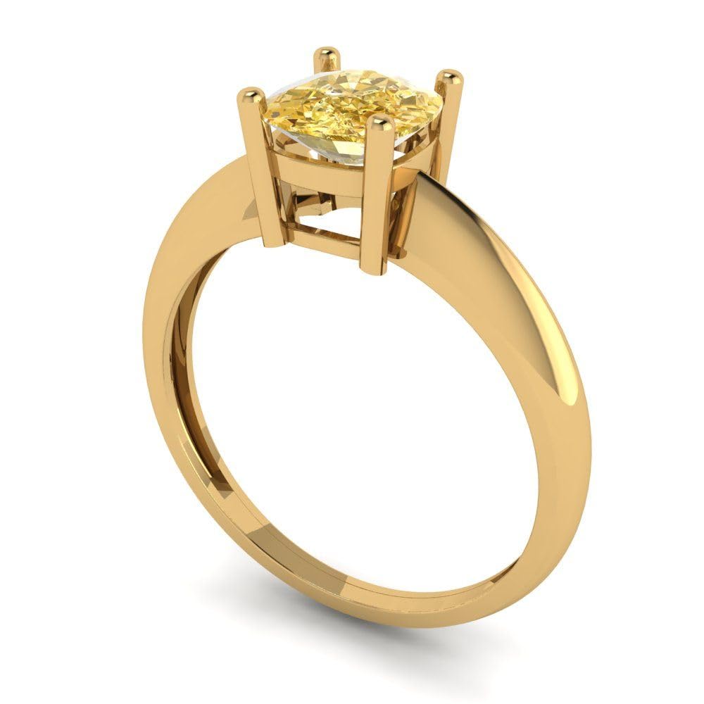 1.0ct Canary Yellow Cushion Cut Simulated Diamond Ring - 14k Gold for Engagement & Anniversary