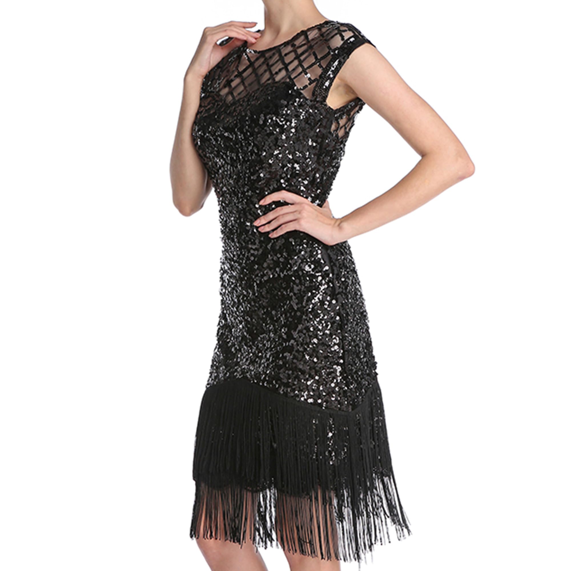 Sparkly Sequin Glitter Fringe Dress for Women | Elegant Party & Night Out Cocktail Dress | Perfect for Club Wear, Evening Events & Special Occasions