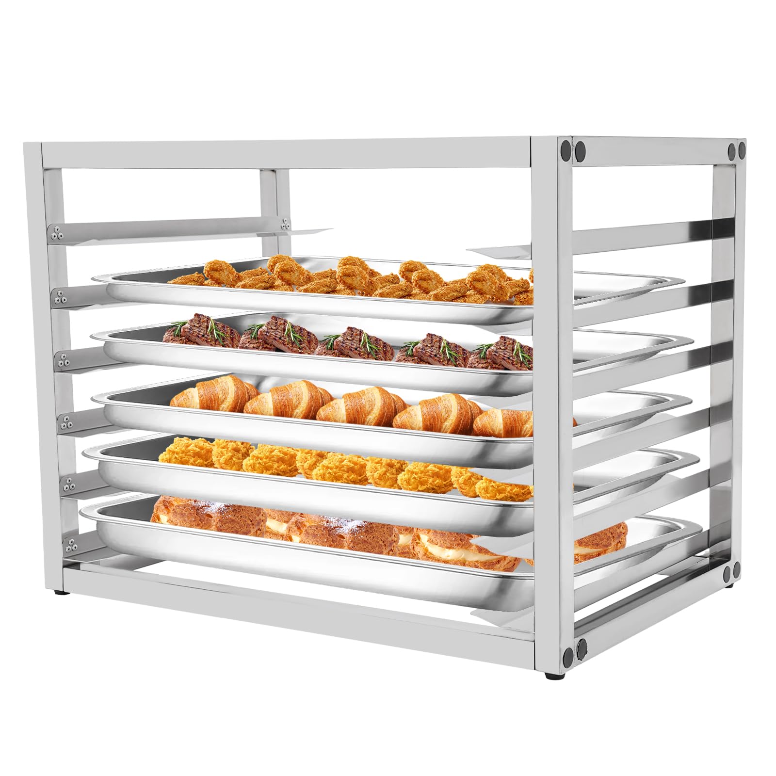 6-Tier Commercial Aluminum Pan Rack - Wall Mounted Sheet Bun Pan Organizer for Bakeries, Restaurants & Home Kitchens (28