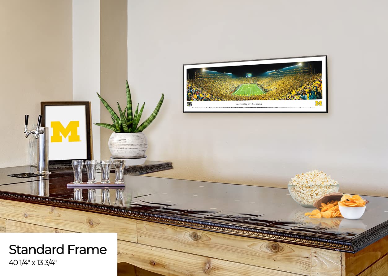 Michigan Football Under The Lights Panoramic Poster & Framed Picture - Blakeway Panoramas Wall Art for Game Room, Sports Bar & Man Cave Decor
