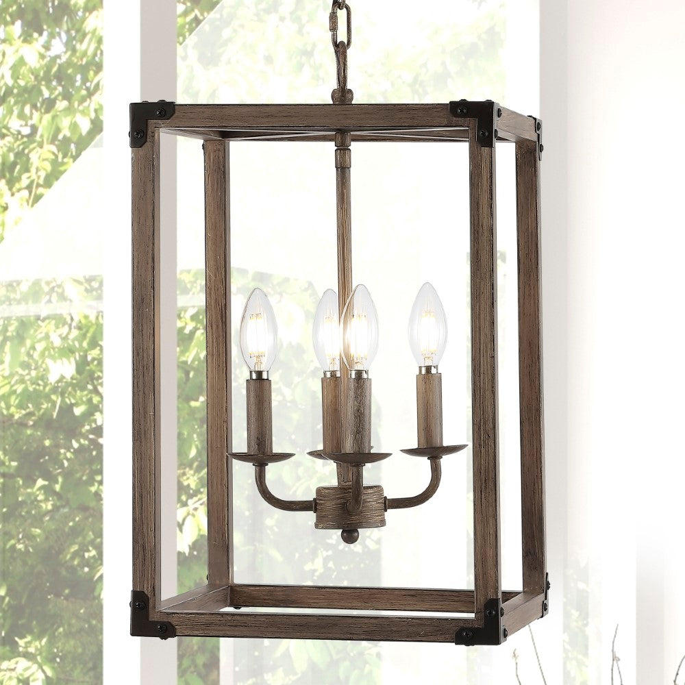 Rustic Farmhouse Adjustable LED Pendant Light with Magnolia Design - Perfect for Kitchen Island, Dining Room, and Entryway Lighting