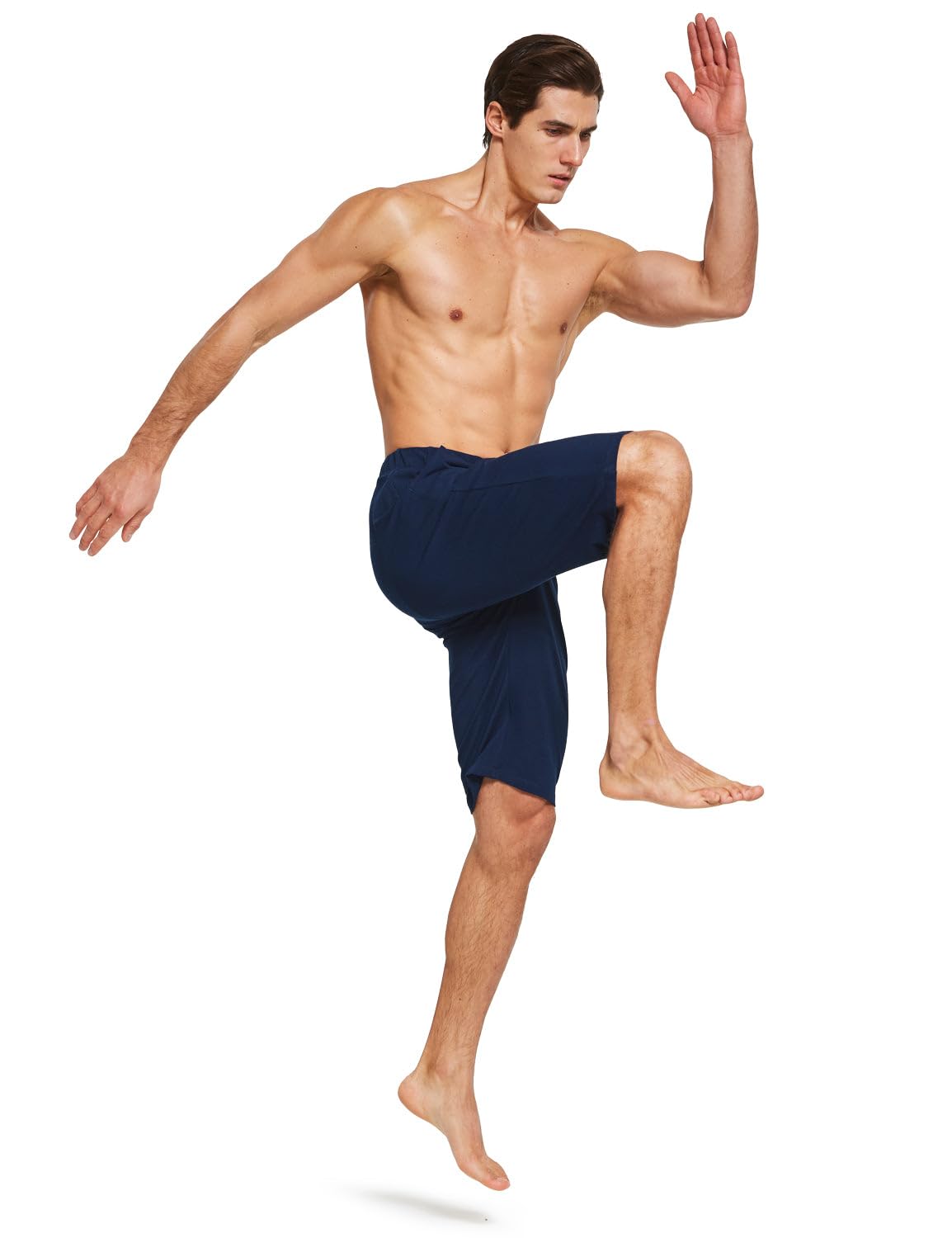BALEAF Men's Athletic Shorts - Cotton Below Knee Workout Shorts with Pockets for Yoga, Running, Gym & Lounge Wear - Breathable Jersey Sweatpants for Men's Active Lifestyle