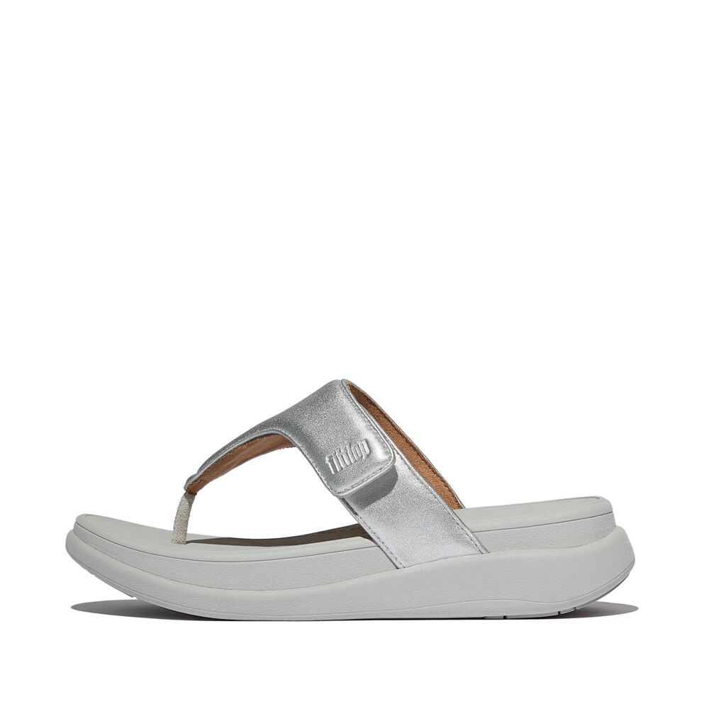 FitFlop F Mode Go Adjustable Flatform Sandals for Women - Comfortable Slip-On Walking Shoes with Arch Support - Silver | Perfect for Casual Outings, Beach Trips, and Summer Fashion