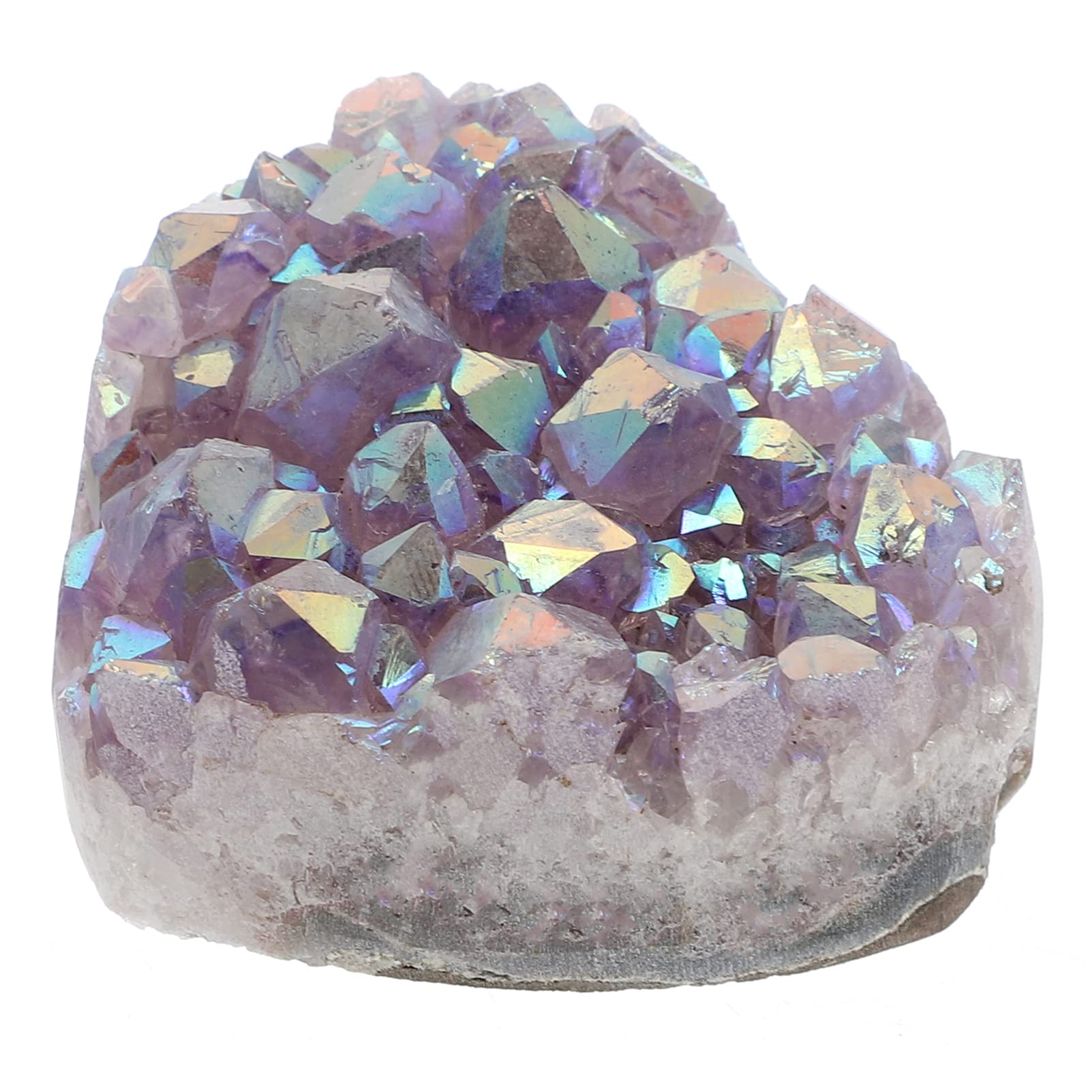 EXCEART Natural Purple Druzy Heart-Shaped Crystal Cluster Geode Mineral Specimen - Home Decor, Car Ornament, Office Desk Decoration, Gift Idea for Crystal Lovers