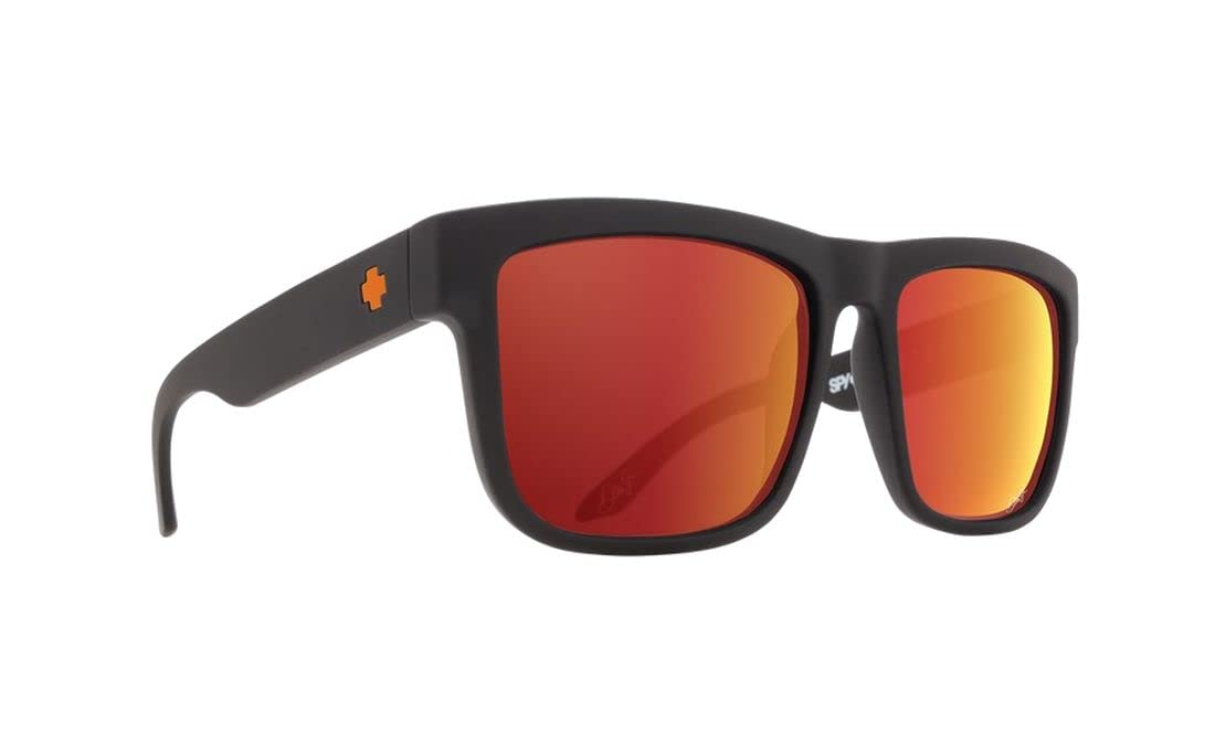 Spy Optic Discord Sunglasses - Matte Black Frame with Happy Gray Green & Orange Spectra Mirror Lens - Polarized Sports & Outdoor Sunglasses for Running, Cycling, and Driving