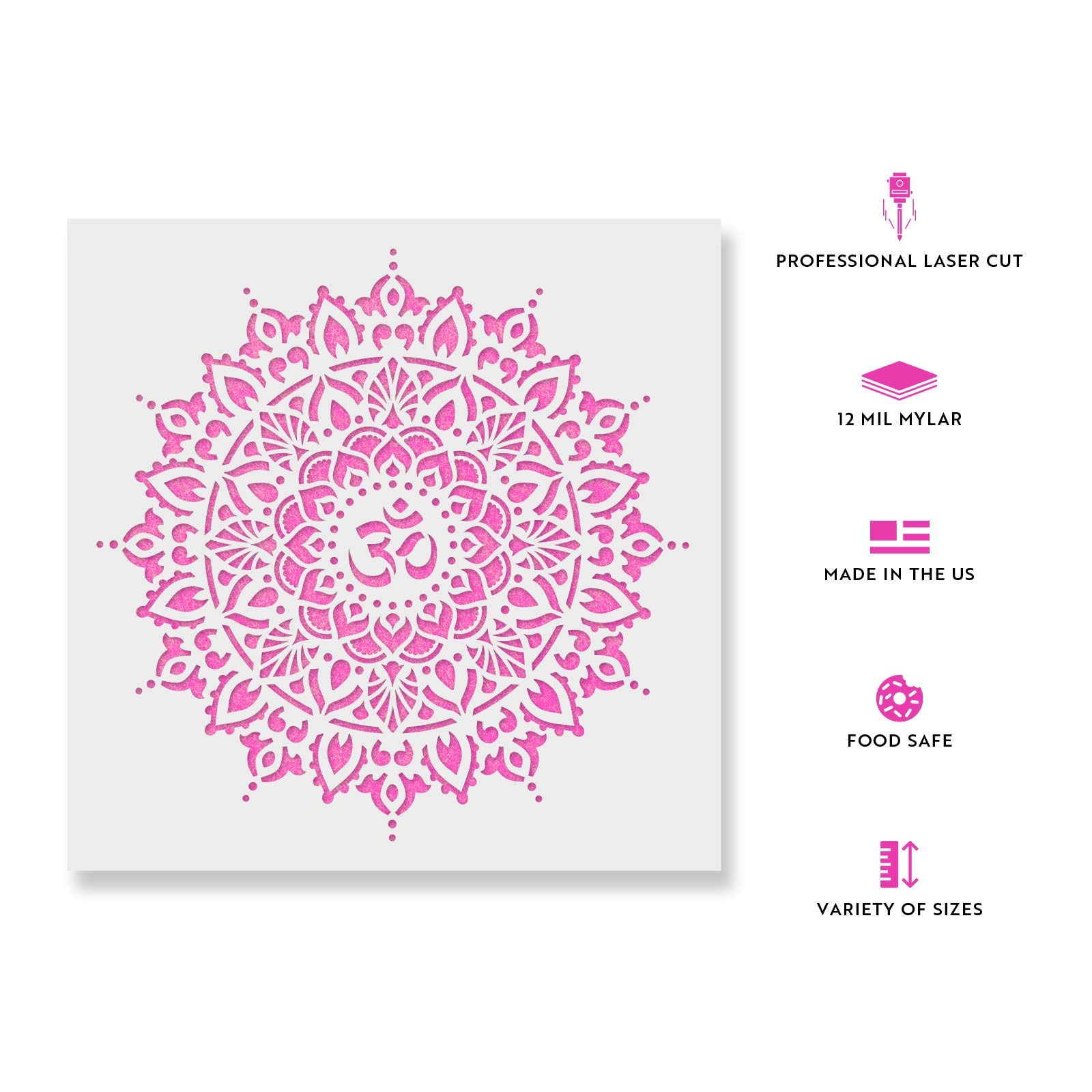 Om Mandala Stencil for Yoga & Home Decor - Reusable Wall Art Template, Spiritual Room Decoration, Perfect Gift for Yoga Lovers - Ideal for Meditation Spaces, Bedrooms & DIY Craft Projects