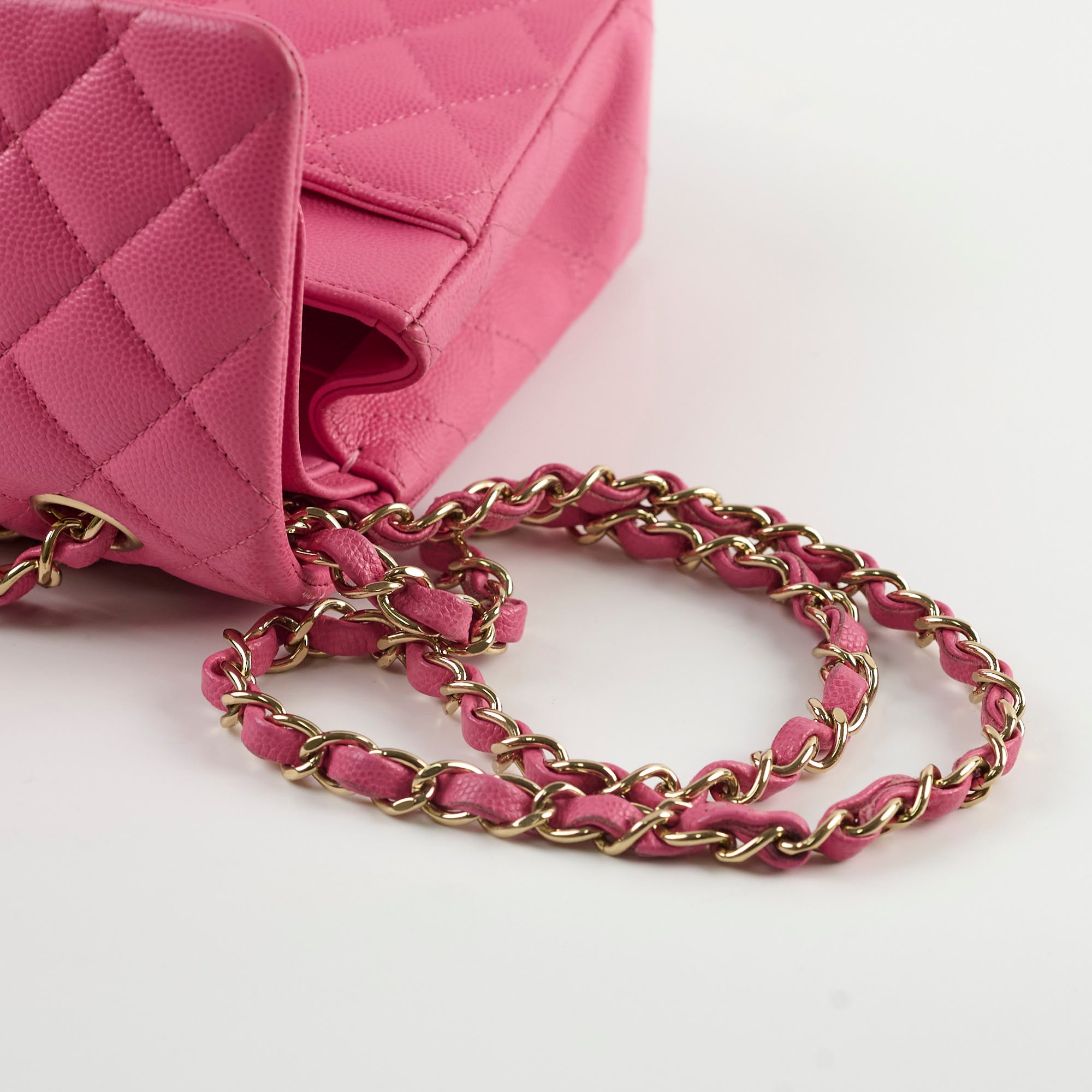 Chanel Classic Double Flap Medium Pink Caviar Leather Handbag - Luxury Designer Shoulder Bag for Women | Perfect for Work, Parties & Special Occasions