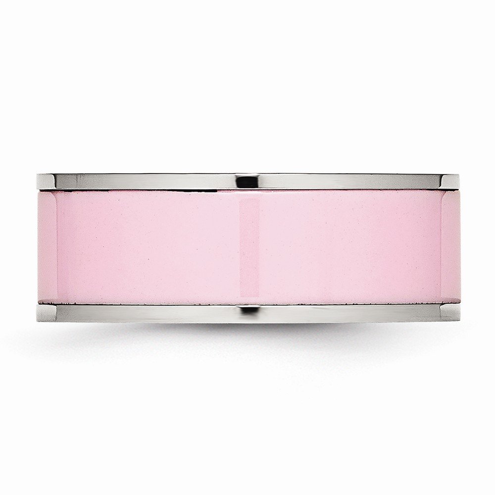Solid Stainless Steel Pink Ceramic Wedding Band Ring for Women - Durable & Hypoallergenic Wedding, Engagement, Anniversary Jewelry Gift
