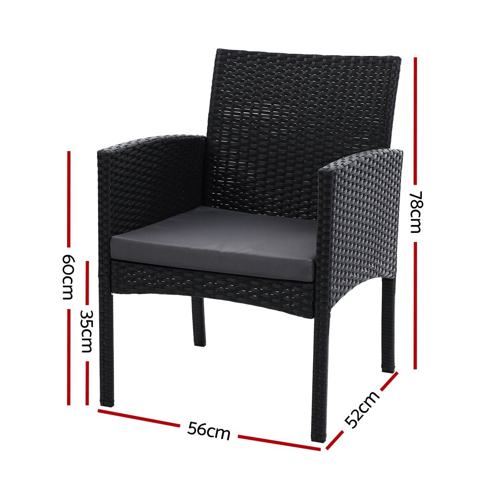 2-Piece Outdoor Dining Chairs Set - Patio Furniture Rattan Lounge Chairs with XL Ezra Design - Perfect for Backyard, Garden, Poolside & Balcony Relaxation