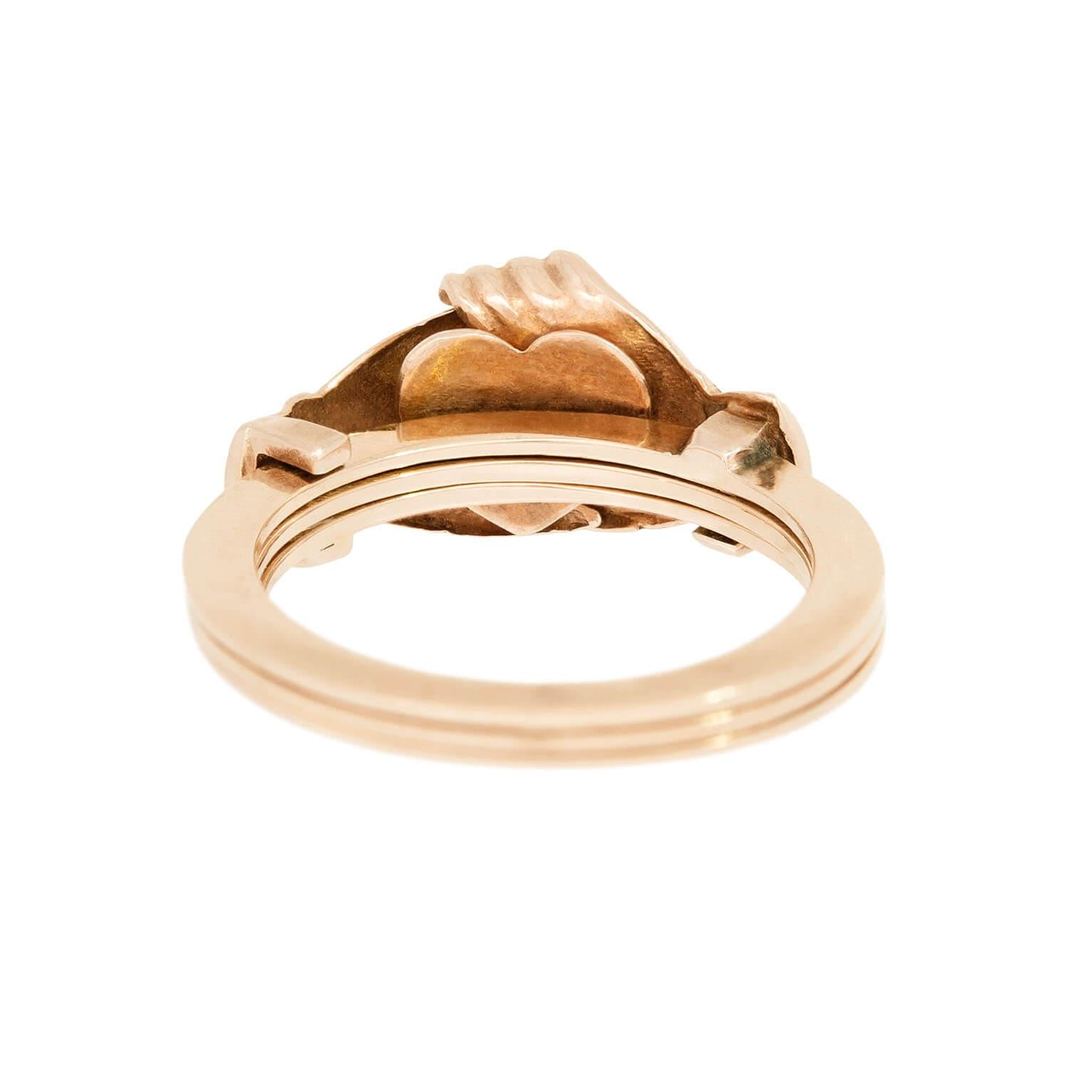 14K Gold Moveable 3-Band Claddagh Ring - Irish Heritage Jewelry for Engagement, Wedding & Anniversary Gifts