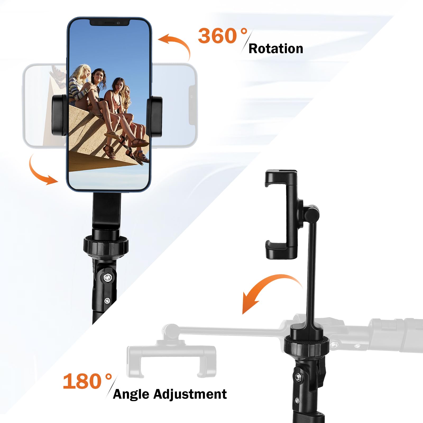 PHOPIK Extendable Phone Tripod Stand with Selfie Stick - Heavy Duty Aluminum Tripod for iPhone & Android Phones, Lightweight & Portable - Perfect for Travel, Vlogging, and Hands-Free Video Calls