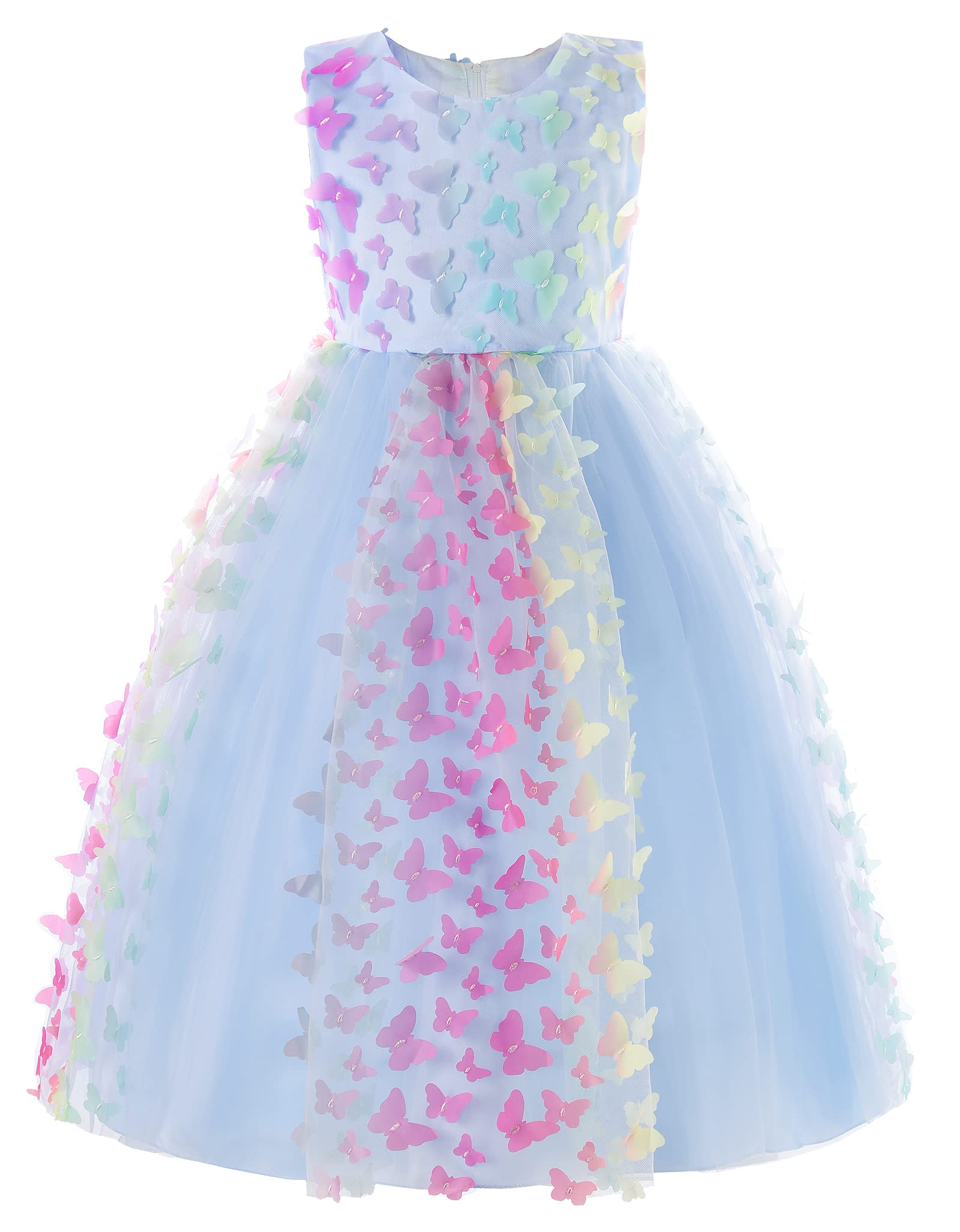 JerrisApparel Girls Butterfly Pageant Dress - Princess Flower Ball Gown for Kids Prom & Special Occasions | Elegant Puffy Party Dress for Pageants, Weddings & Birthday Celebrations