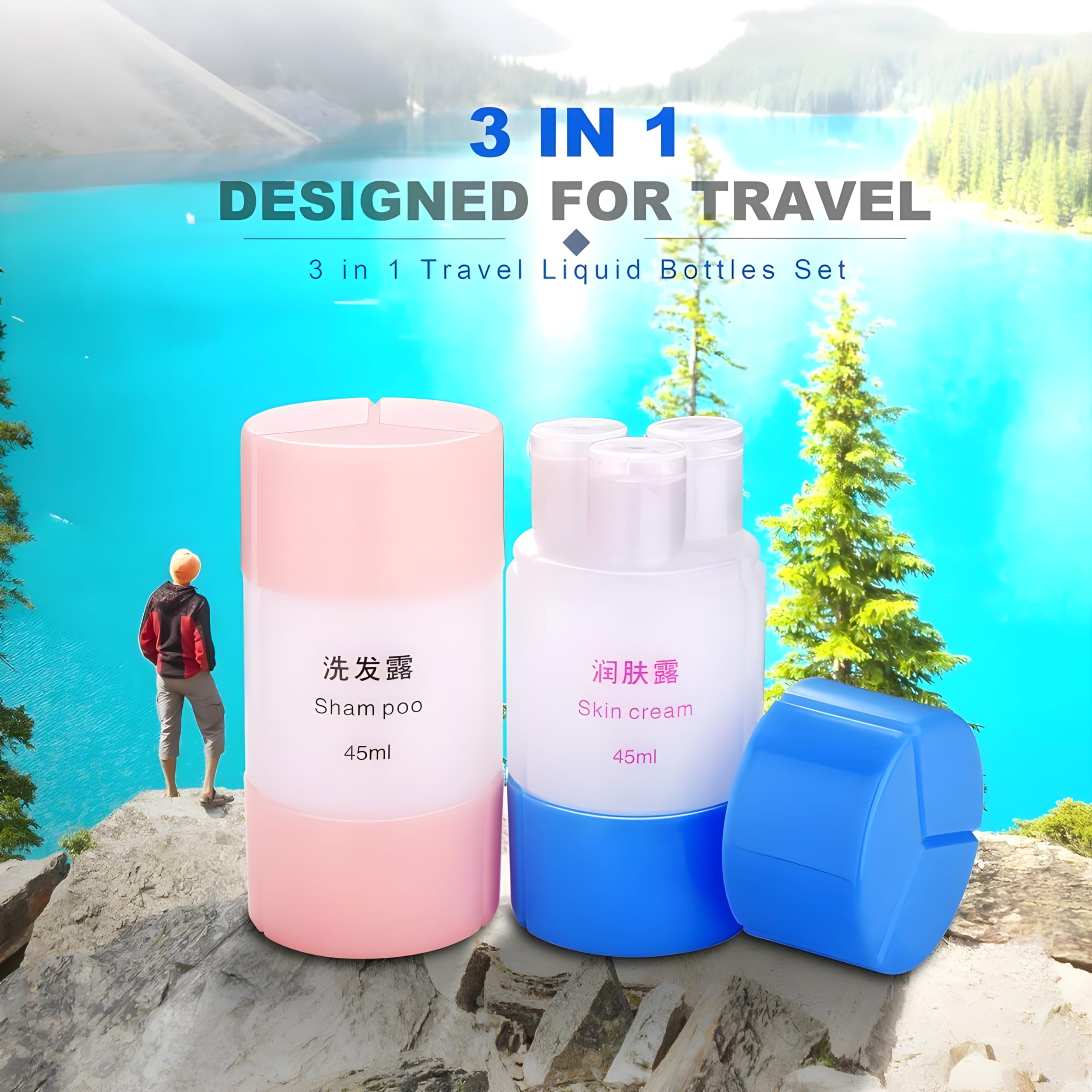 JIALTO 60ml Refillable Travel Bottle Set - 3 in 1 Leakproof Shampoo, Lotion & Cream Containers | TSA Approved Toiletries Organizer for Women & Men | Perfect for Air Travel, Gym & Vacation (Pink, 60ml)