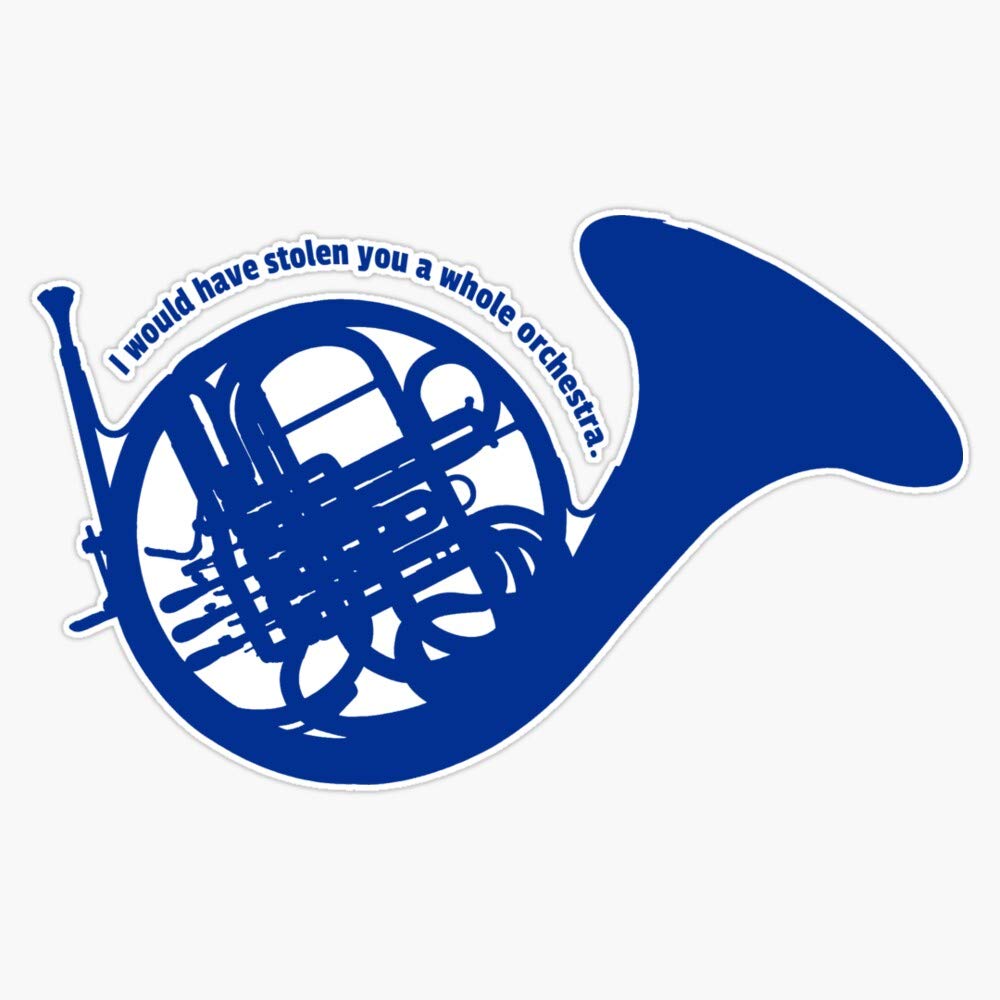 Blue French Horn Vinyl Waterproof Sticker - 5