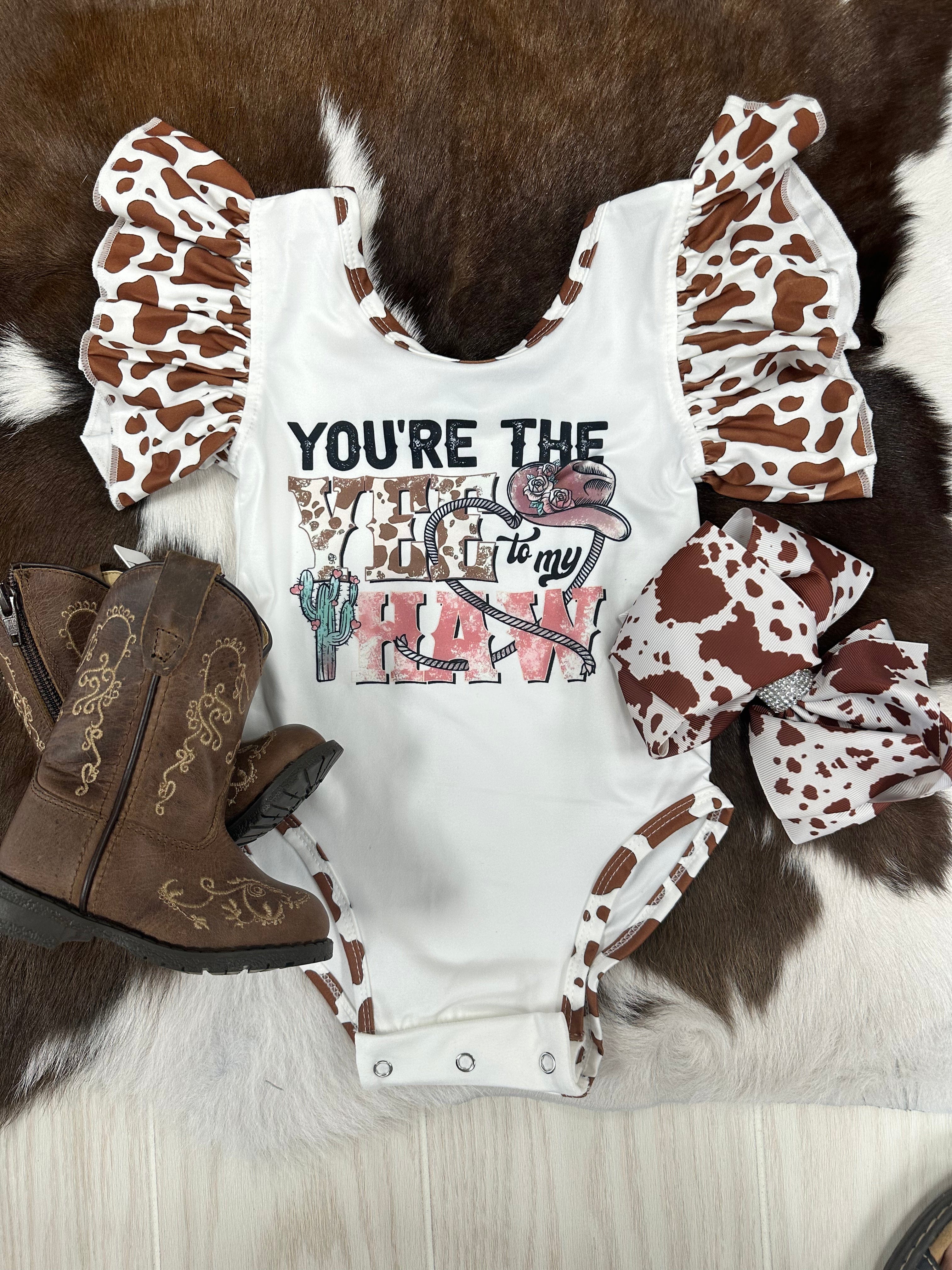 Yee Haw Baby Onesie - Cute Western Style Bodysuit for Infants - Perfect for Cowboy Theme Parties & Photo Shoots