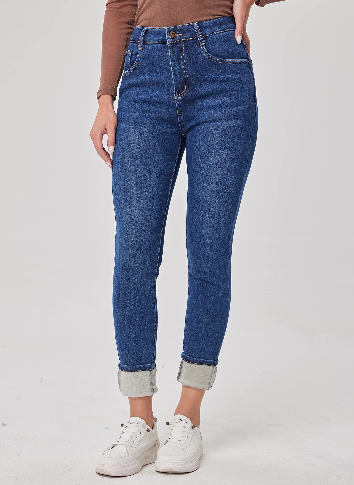 Fakanhui Women's Fleece Lined Thermal Skinny Jeans - Winter Warm Stretch Denim Pants for Cold Weather, Outdoor Activities & Casual Wear