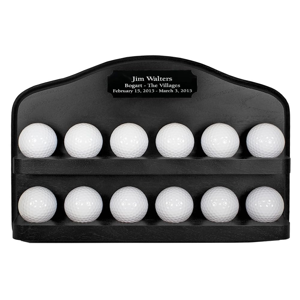Premium 12 Golf Ball Display Case with Engraved Plate - Solid Wood Handcrafted in USA - Choose from 3 Elegant Finishes - Perfect for Golf Clubhouses, Pro Shops & Home Trophy Displays