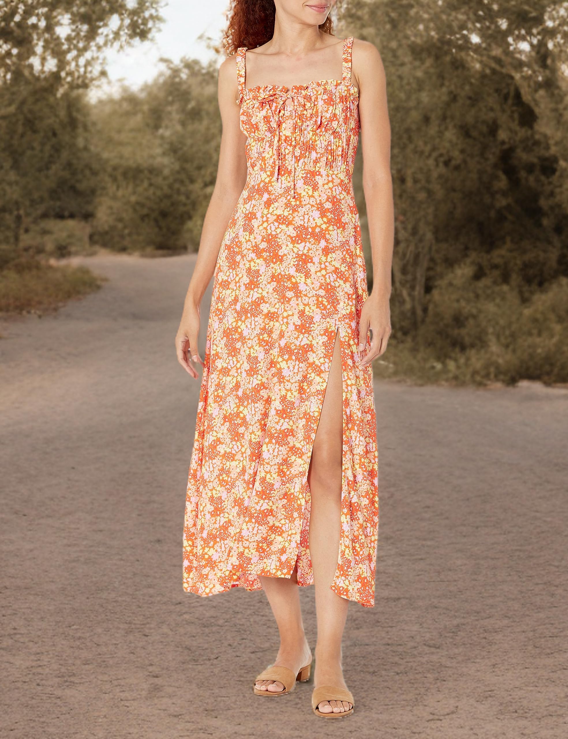 ASTR the Label Women's Elsie Dress - Flowy Midi Dress with Ruffles for Summer, Weddings & Special Occasions | Elegant Party & Cocktail Attire