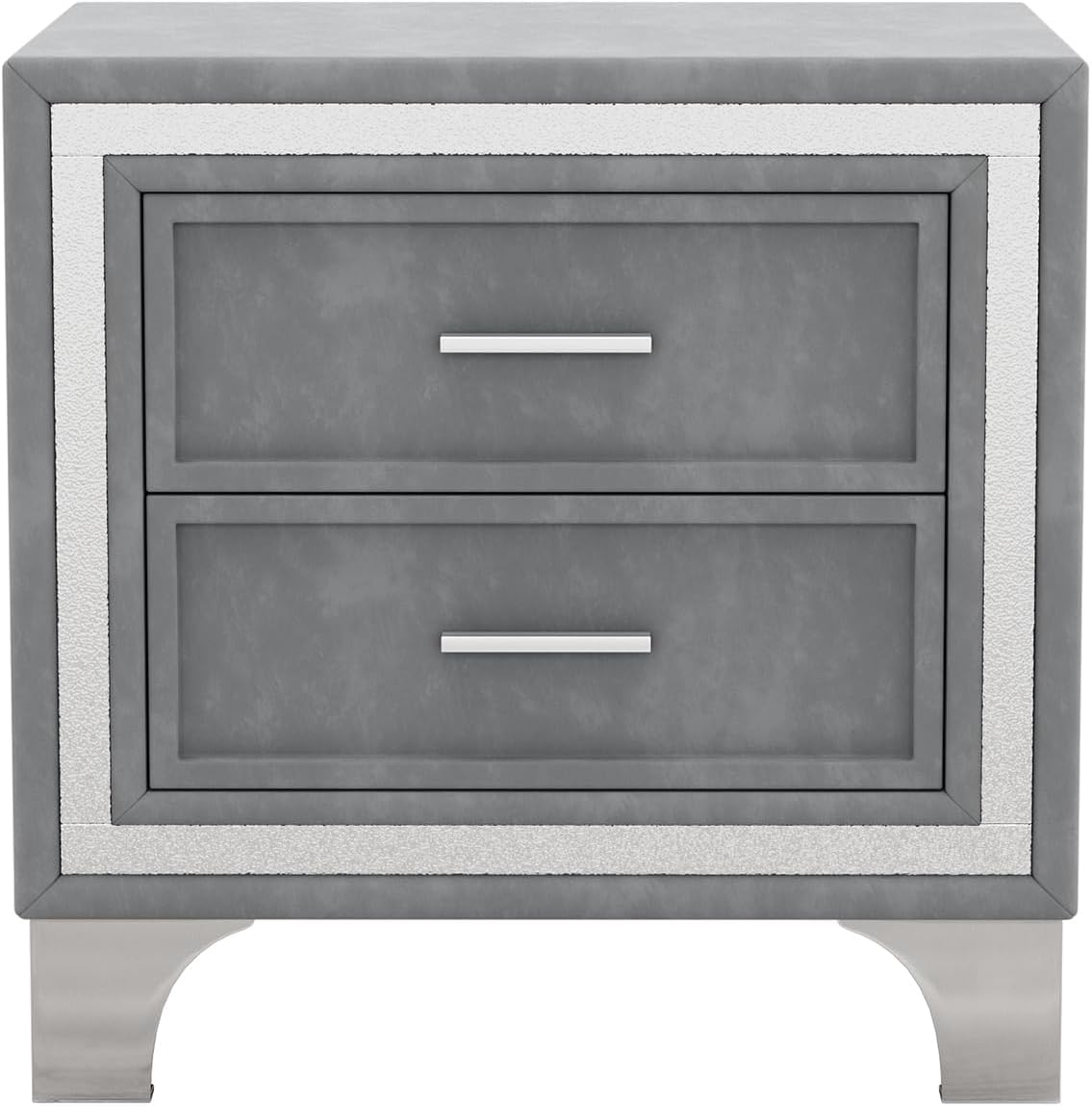 Linique 3-Piece Queen Size Bedroom Set - Velvet Upholstered Platform Bed Frame with LED Lights & Nightstands, Wooden Bed with Button Tufted Headboard in Grey | Modern LED Bedroom Furniture for Master Bedroom, Guest Room & Apartment Decor