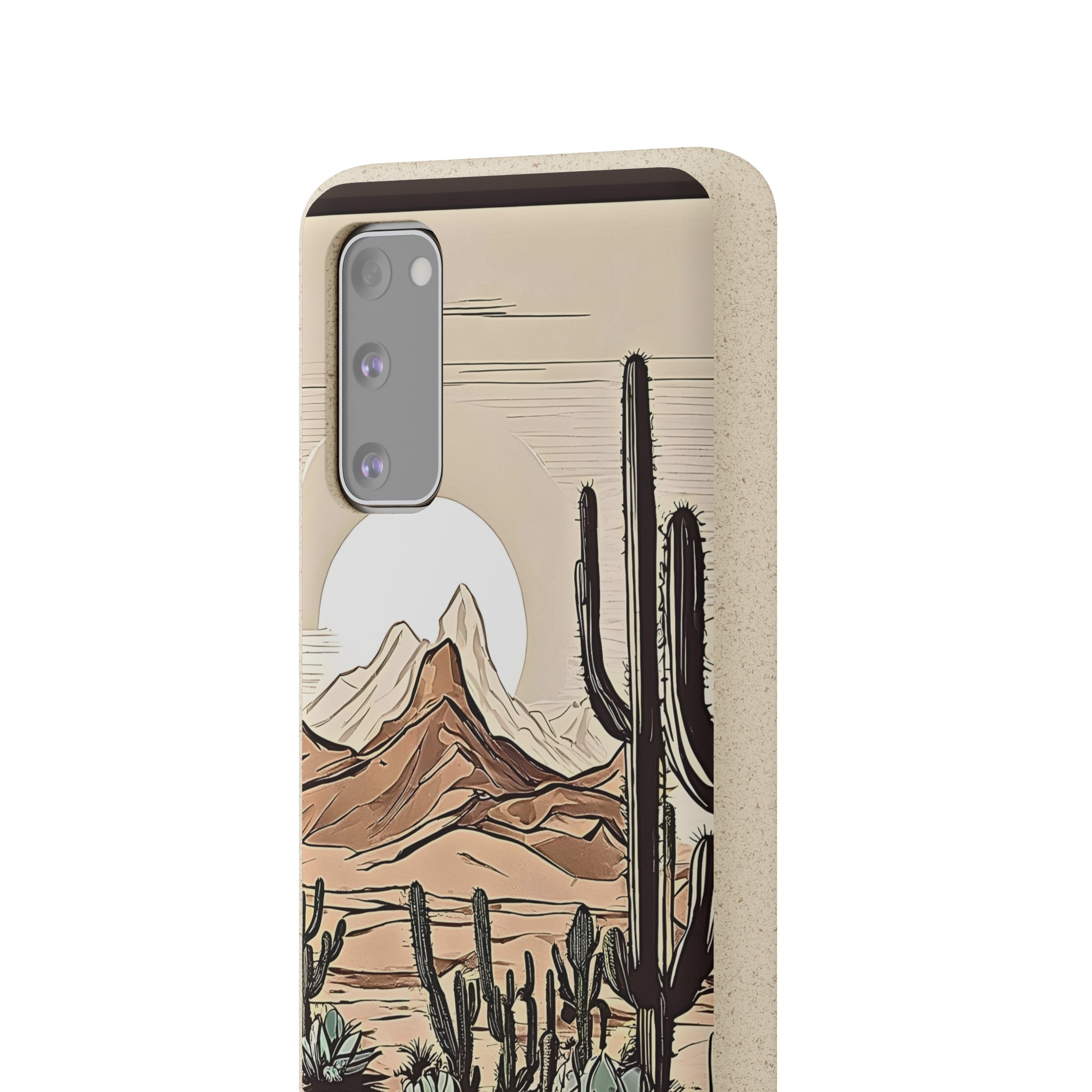 Eco-Friendly Biodegradable Phone Case with Rustic Desert & Cactus Print - Compatible with iPhone & Samsung | Sustainable Joshua Tree Design | Perfect Gift for Nature Lovers & Arizona Travelers