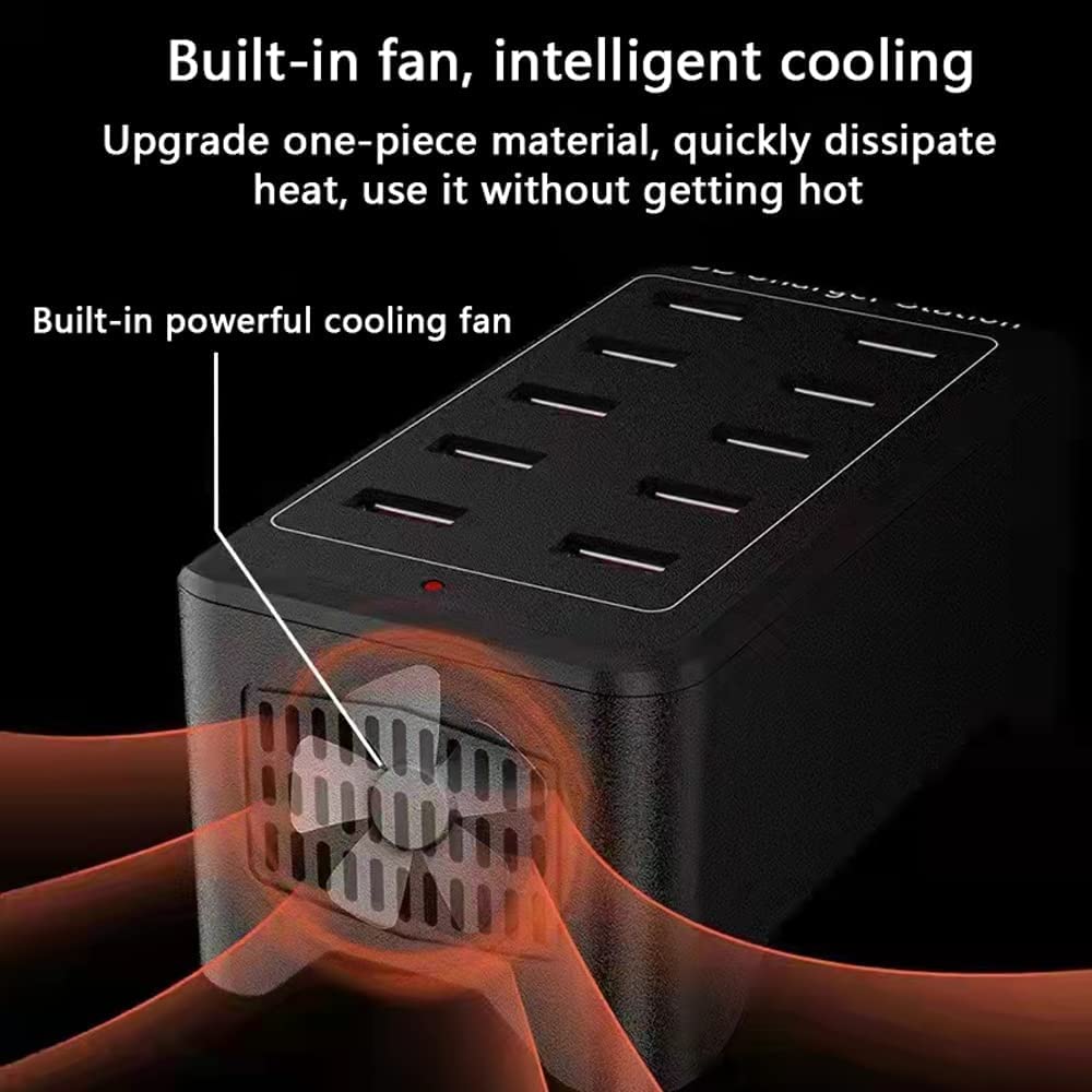 50W 10-Port USB Charging Station - Fast Multi-Device Desktop Charger Hub for iPhone 12/13/14/15, Samsung S24/S23/S22, Tablets & More - Perfect for Home, Office & Travel Use